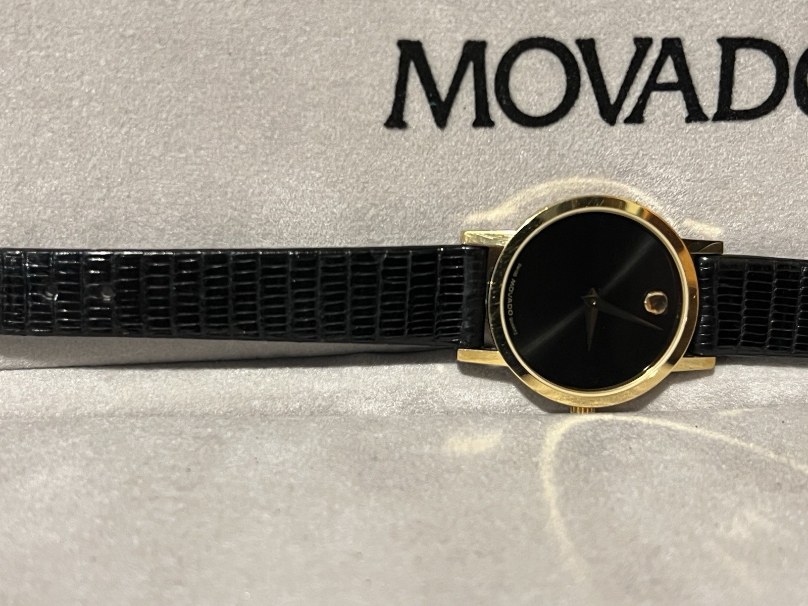 Vintage Movado Women’s Watch 87-25-832 25mm Museum Black, Leather Band