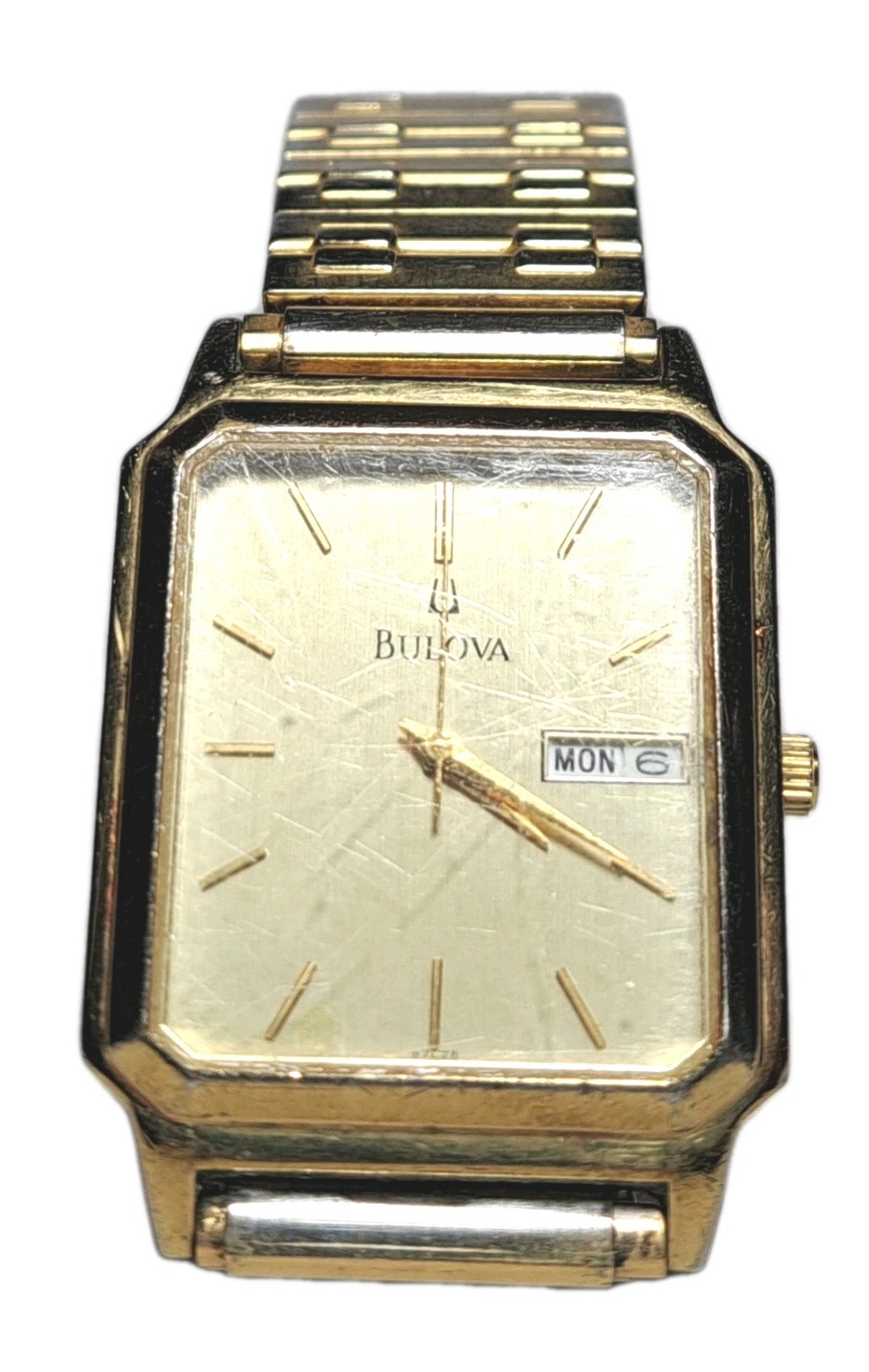 Bulova Tank Watch Men 30mm Champagne Dial Gold Tone Rectangle Hadley Roma PARTS