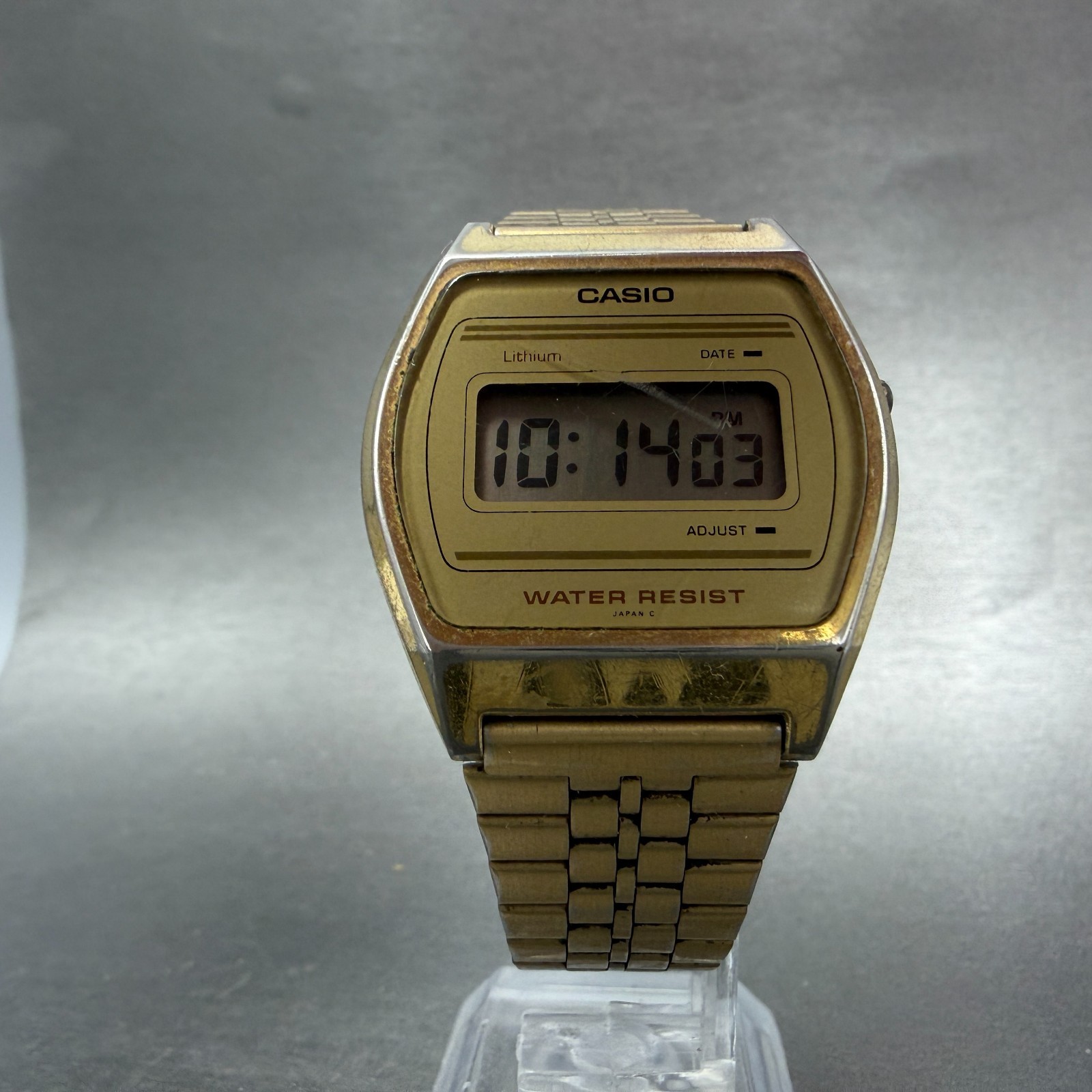 Casio B612W Watch Men 35mm Digital Gold Tone Date Round New Battery 350 VTG