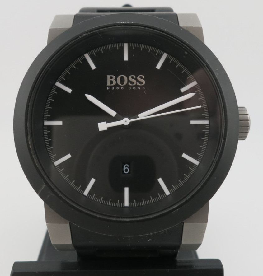 Hugo Boss Neo Black Stainless Steel Quartz Dress Watch – 1512956 – New Battery