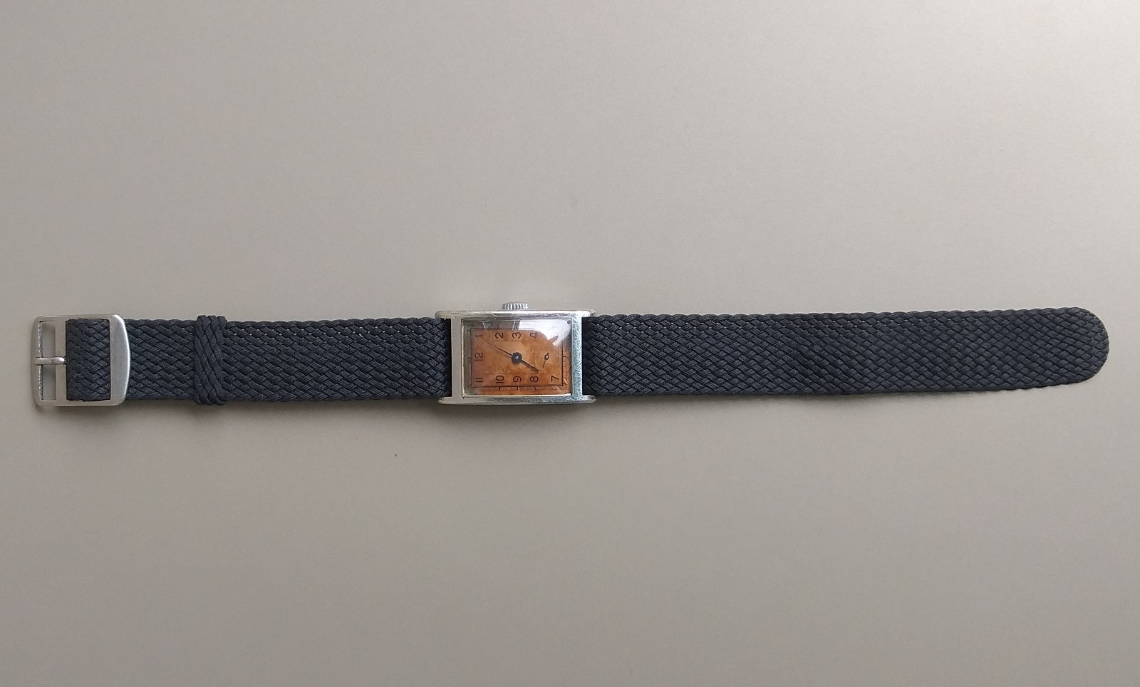 Vintage 1930’s 1940’s WWII Era Rectangular Tank Watch Tropical Dial