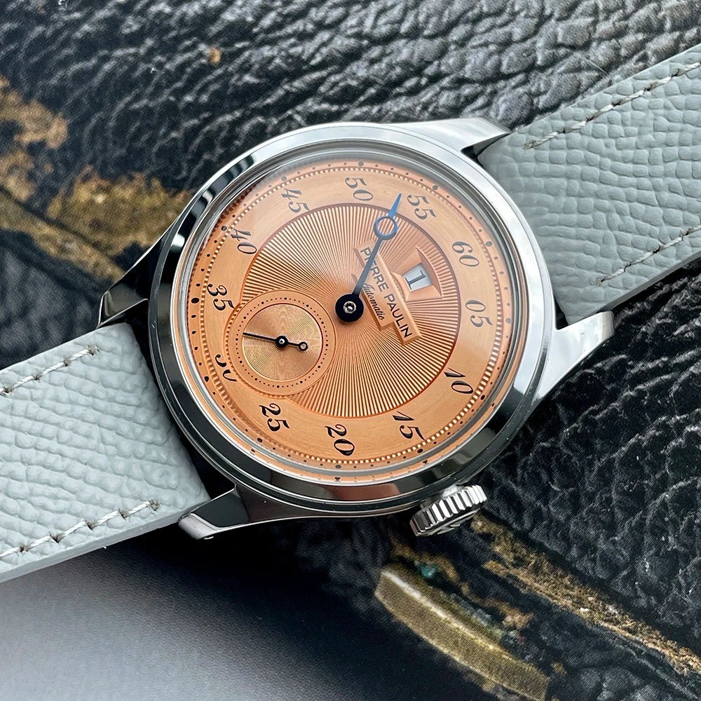 Pierre Paulin Jumping Hour Men’s Watch Salmon Dial Automatic ST17 38mm Vintage