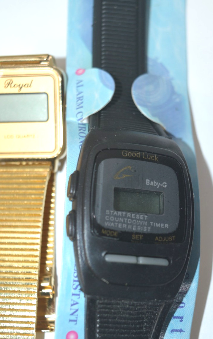5 VTG watches *SANYO*BABY G*PEPSI*UIT*ROYAL estate watches Non running AS IS