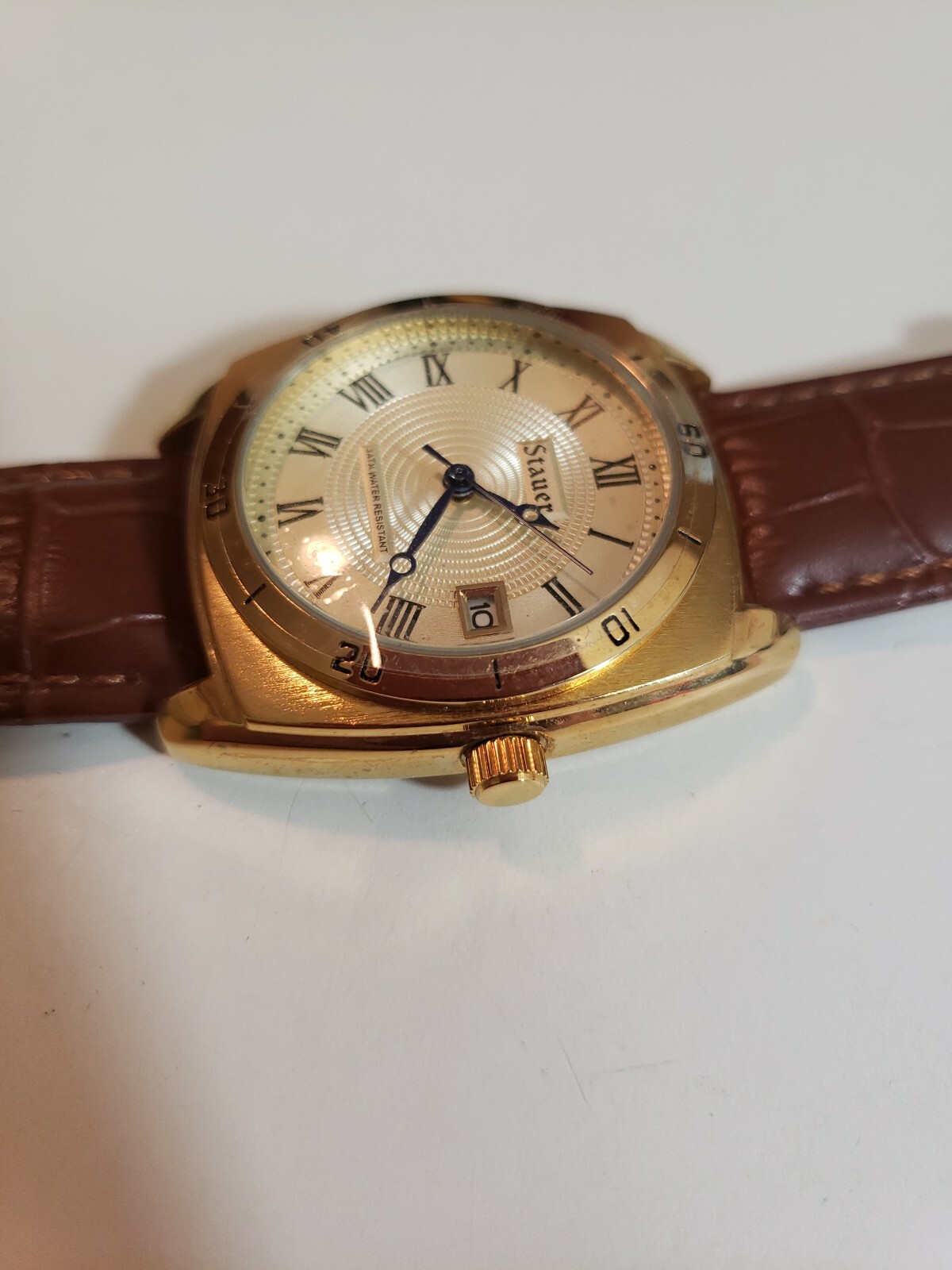 Stauer Men’s Gold Plated Stainless Silver Water Resistant JPN Movement. 30021B