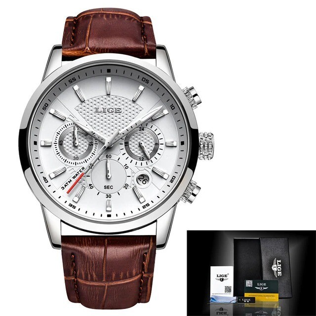 New men watches top brand luxury business ,sport leather wrist watch