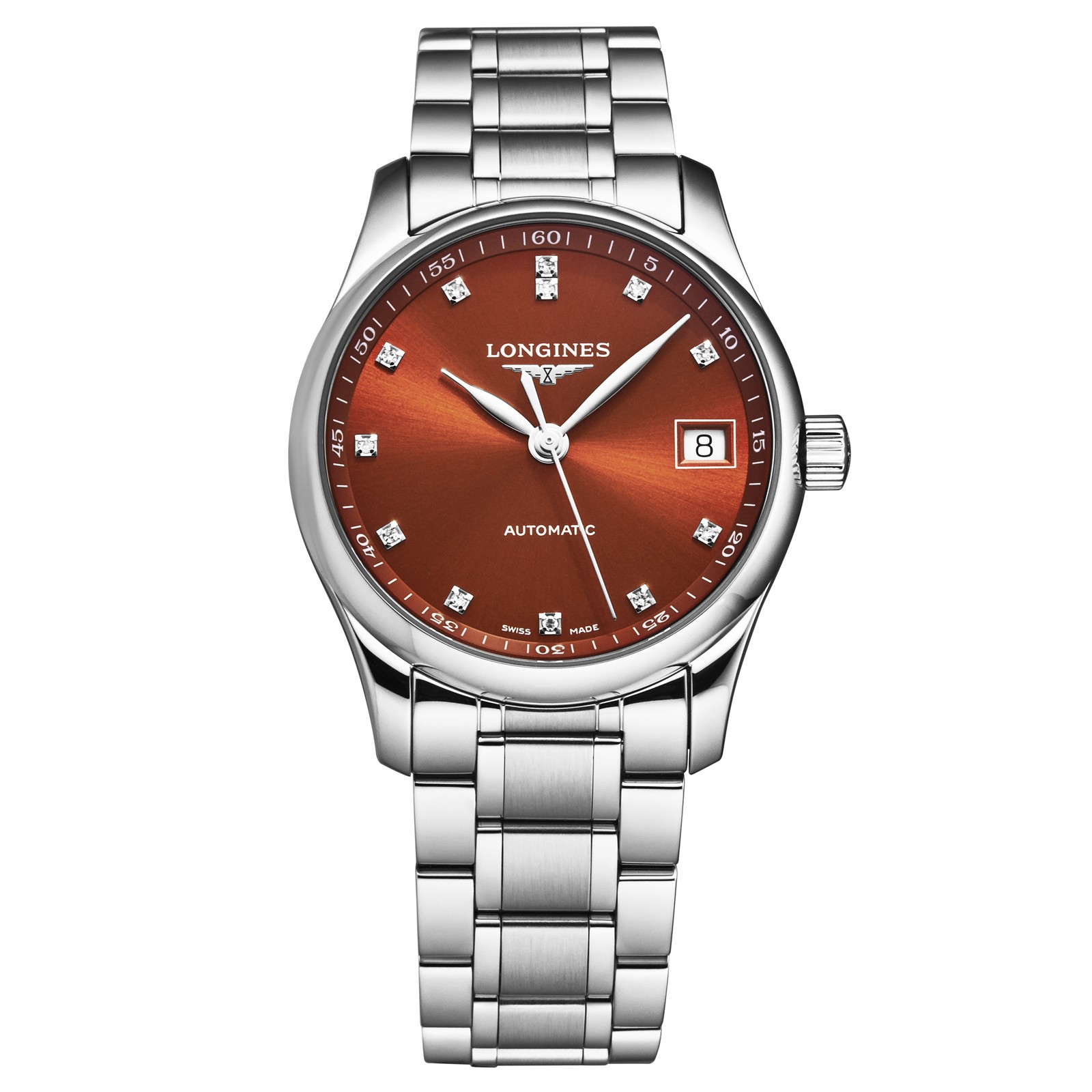 Longines Master Collection Diamond Orange sunray Dial Steel L2.357.4.08.6