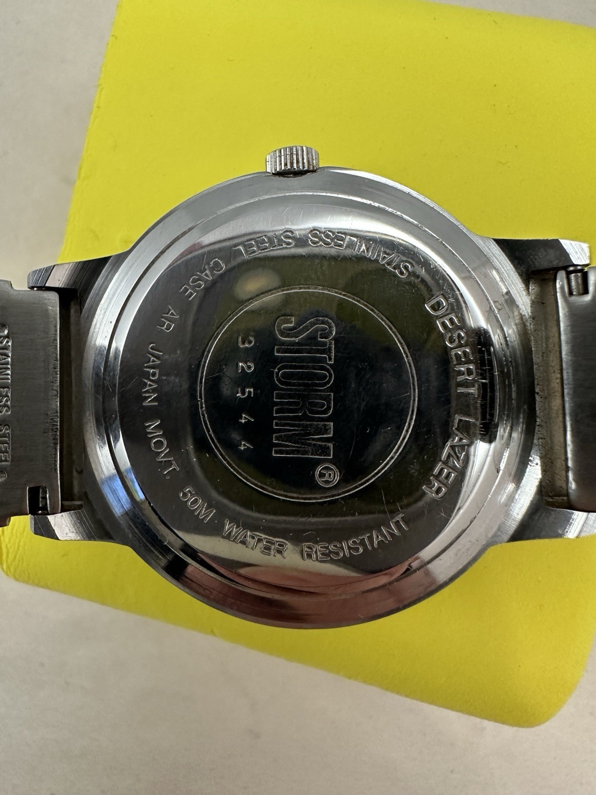 Storm Desert Laser Vintage Wrist Watch Blue Face Stainless Steel New Battery