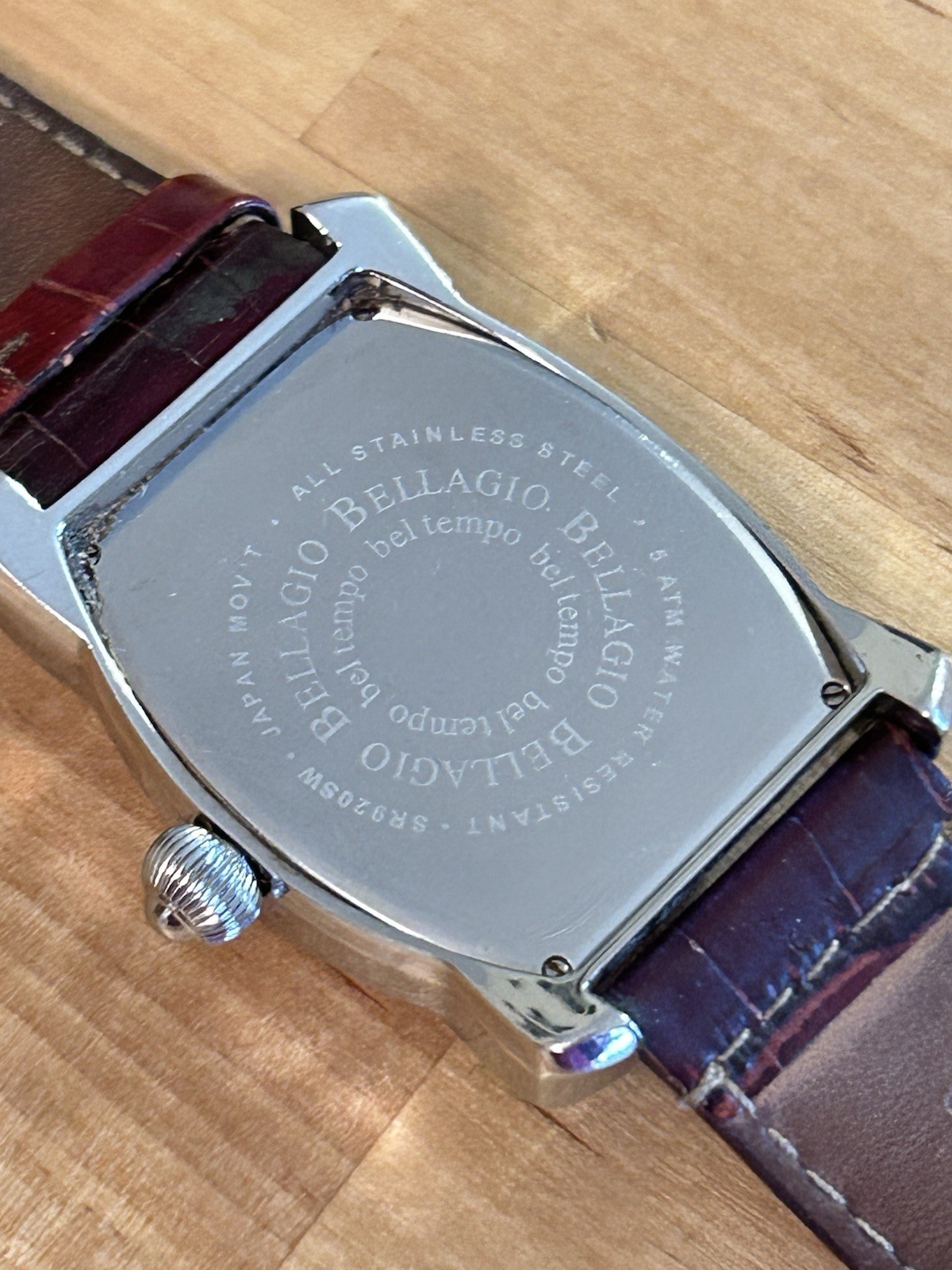 VTG BELLAGIO BEL TEMPO Chronograph Watch Tonneau Case 5 ATM RARE Needs Battery