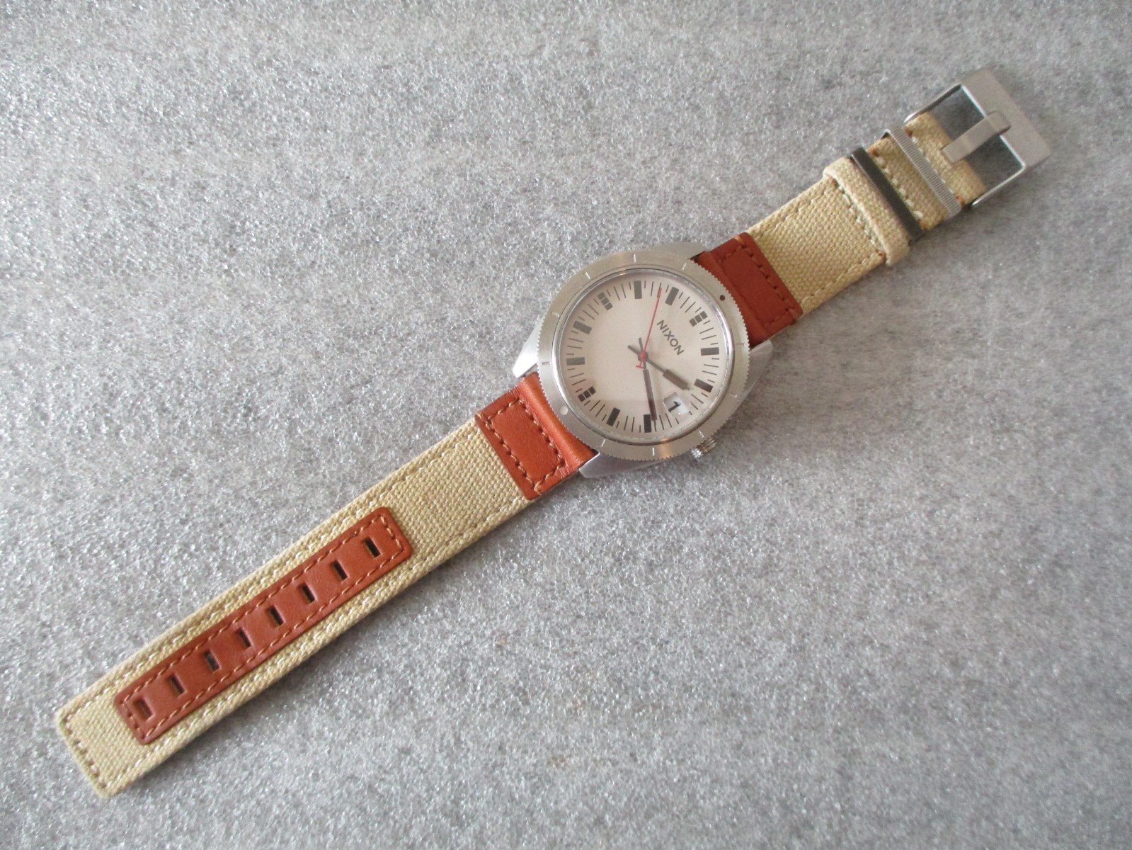NWOT NIXON THE ROVER WANDERLUST CANVAS/LEATHER QUARTZ 42mm MENS WATCH-NEW BATTS