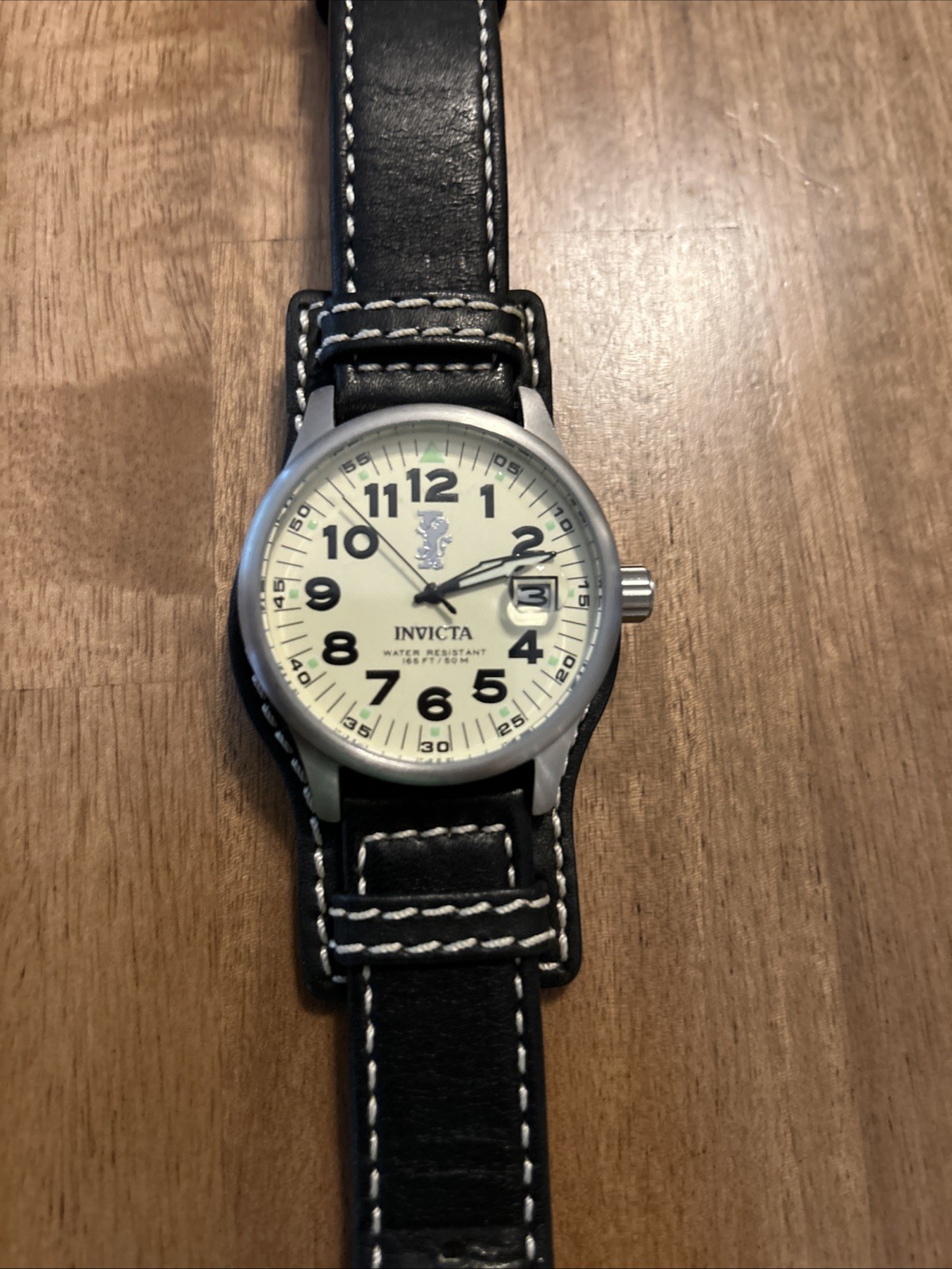 WW2 Oversized Style Invicta 31915 Watch – Black Military Leather Band
