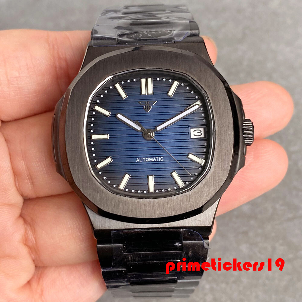 Tandorio 40mm Black Pvd Square NH35A Date Automatic Watch for Men Sapphire Lume