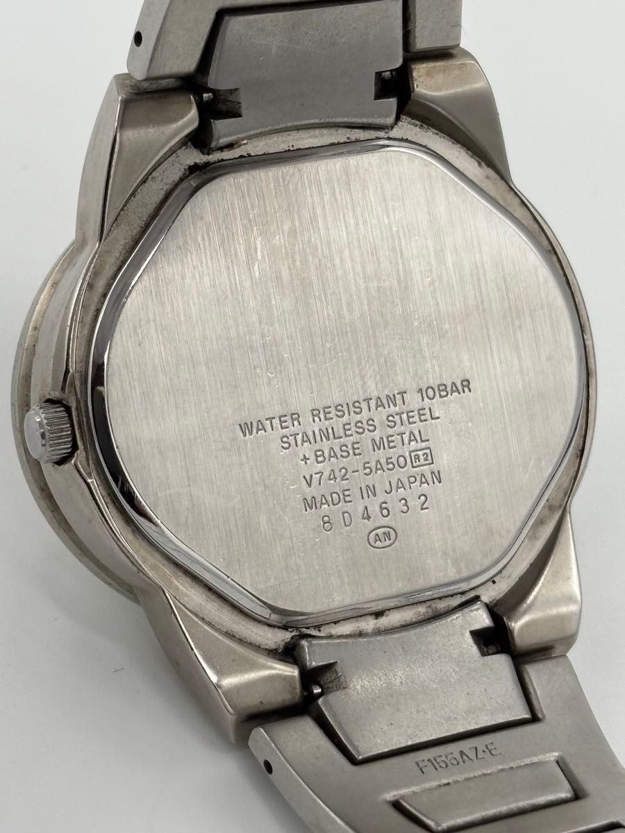 SEIKO Alba AKA V742-5A50 Quartz Mens Date Watch Silver Dial Japan