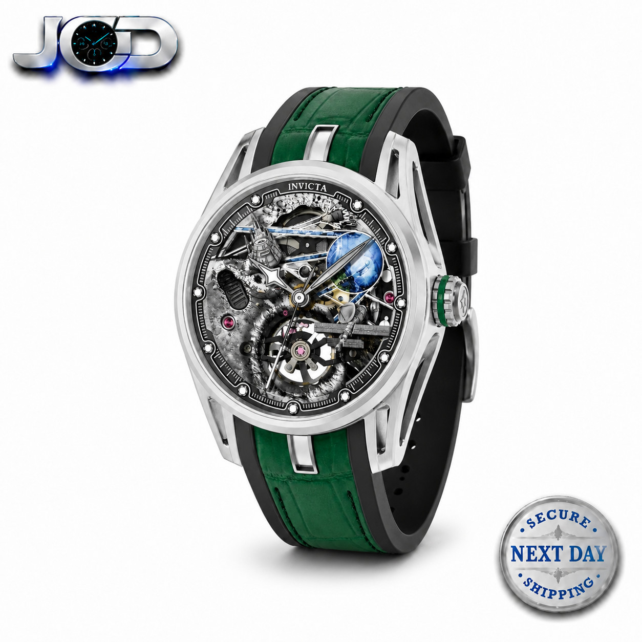 Invicta Celestial Naosia Automatic Watch w/ Skeleton Dial -44.5mm, Green (69528)