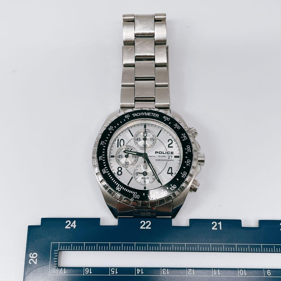 Police Chronograph Silver Vintage Retro Men’s Quartz Watch Japan 07692