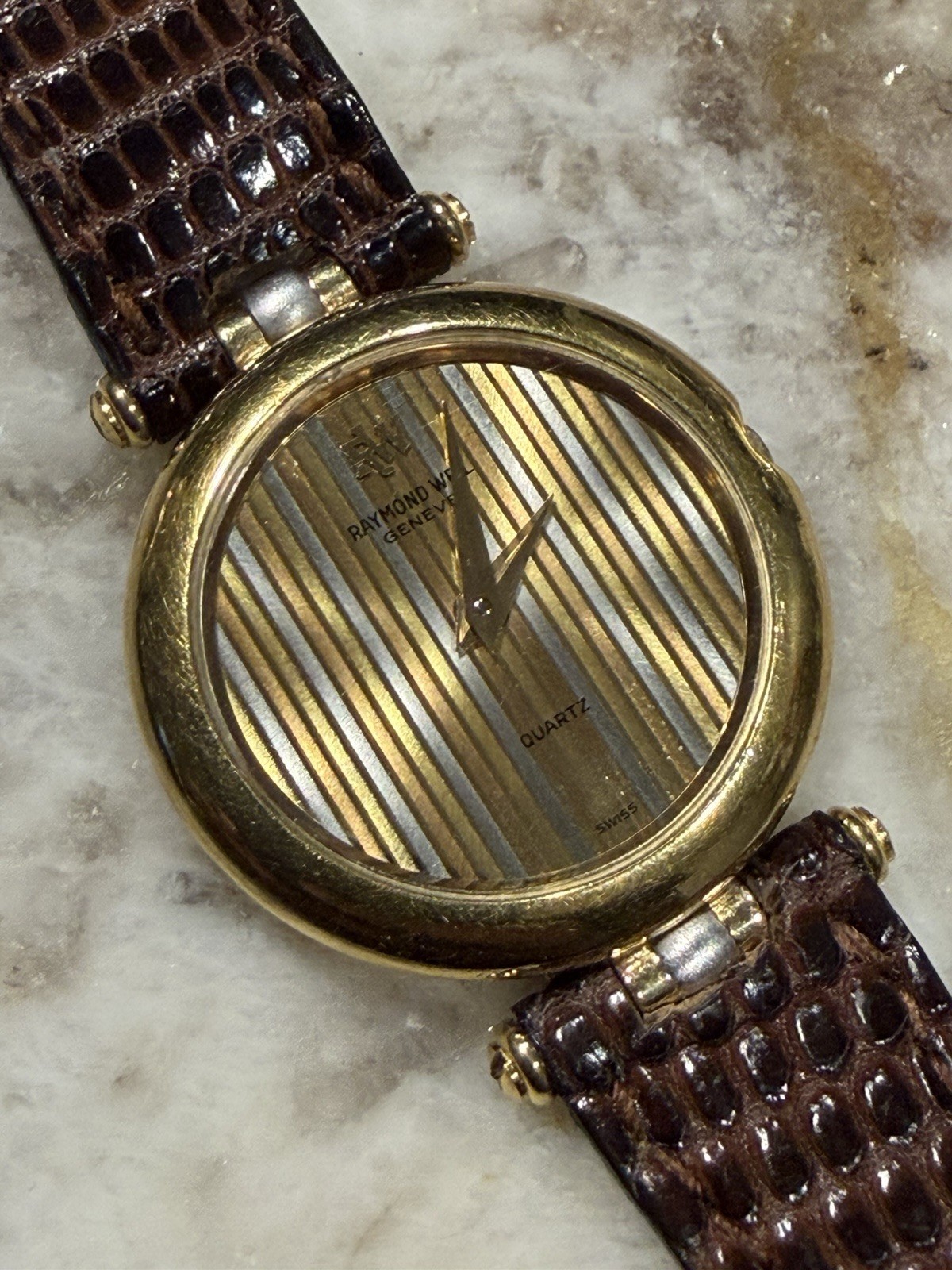 Raymond Weil Genève Women’s 2 Watch Lot Quartz Gold Plated Brown Leather