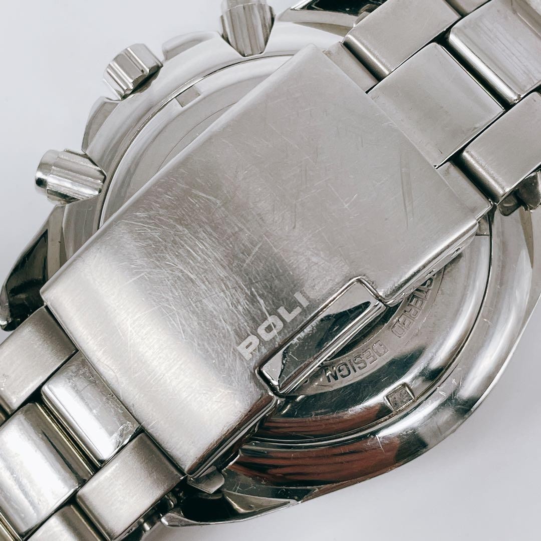 Police Chronograph Silver Vintage Retro Men’s Quartz Watch Japan 07692