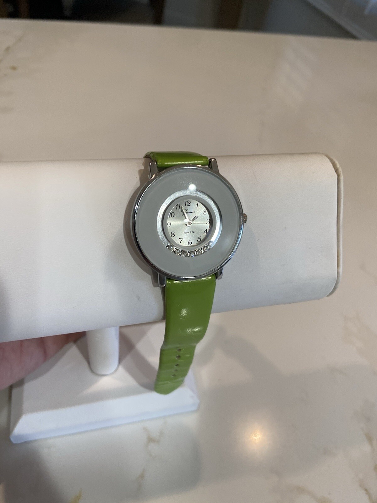 Green Geneva Bangle Watch New Battery Works Great Take A Look