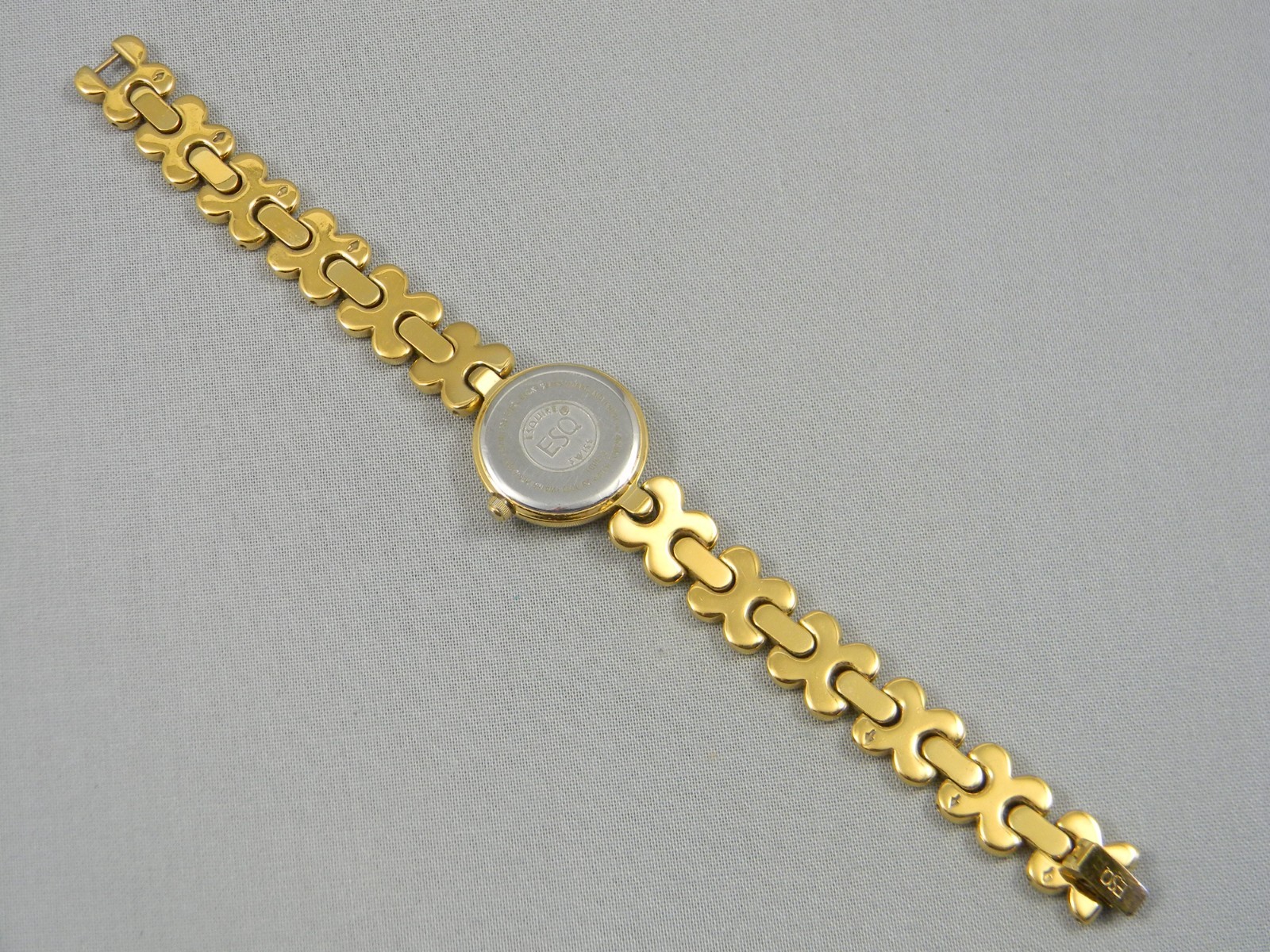 ESQ Swiss Watch Women 4 Jewel 23mm Gold Tone Clasp Band New Battery 6.75″