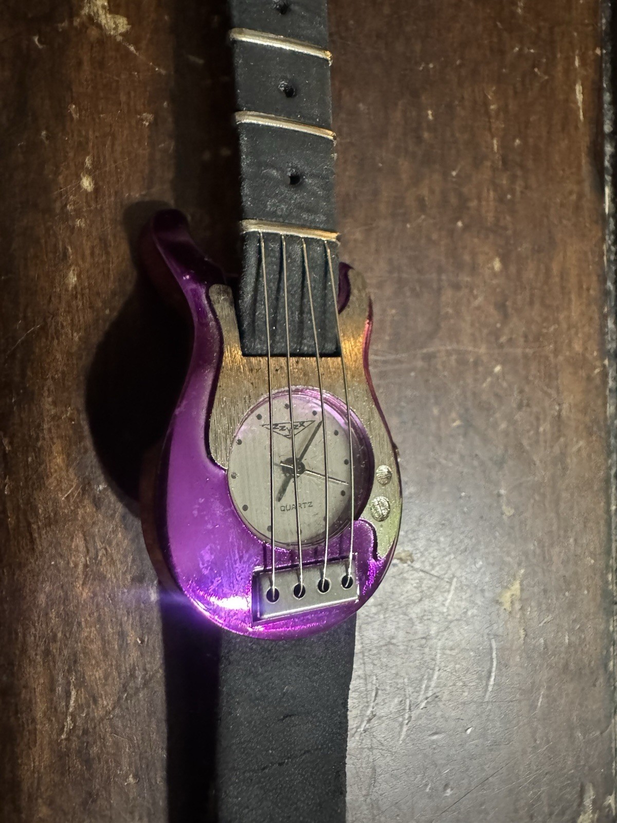 2001 ZX Electric Guitar Quartz Watch Purple Leather Band In Case