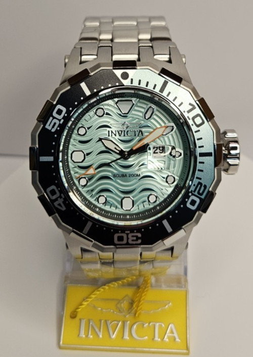 Invicta Pro Diver Wave Men’s Quartz Watch 52mm SS, Turquoise/Black 47846 NIB