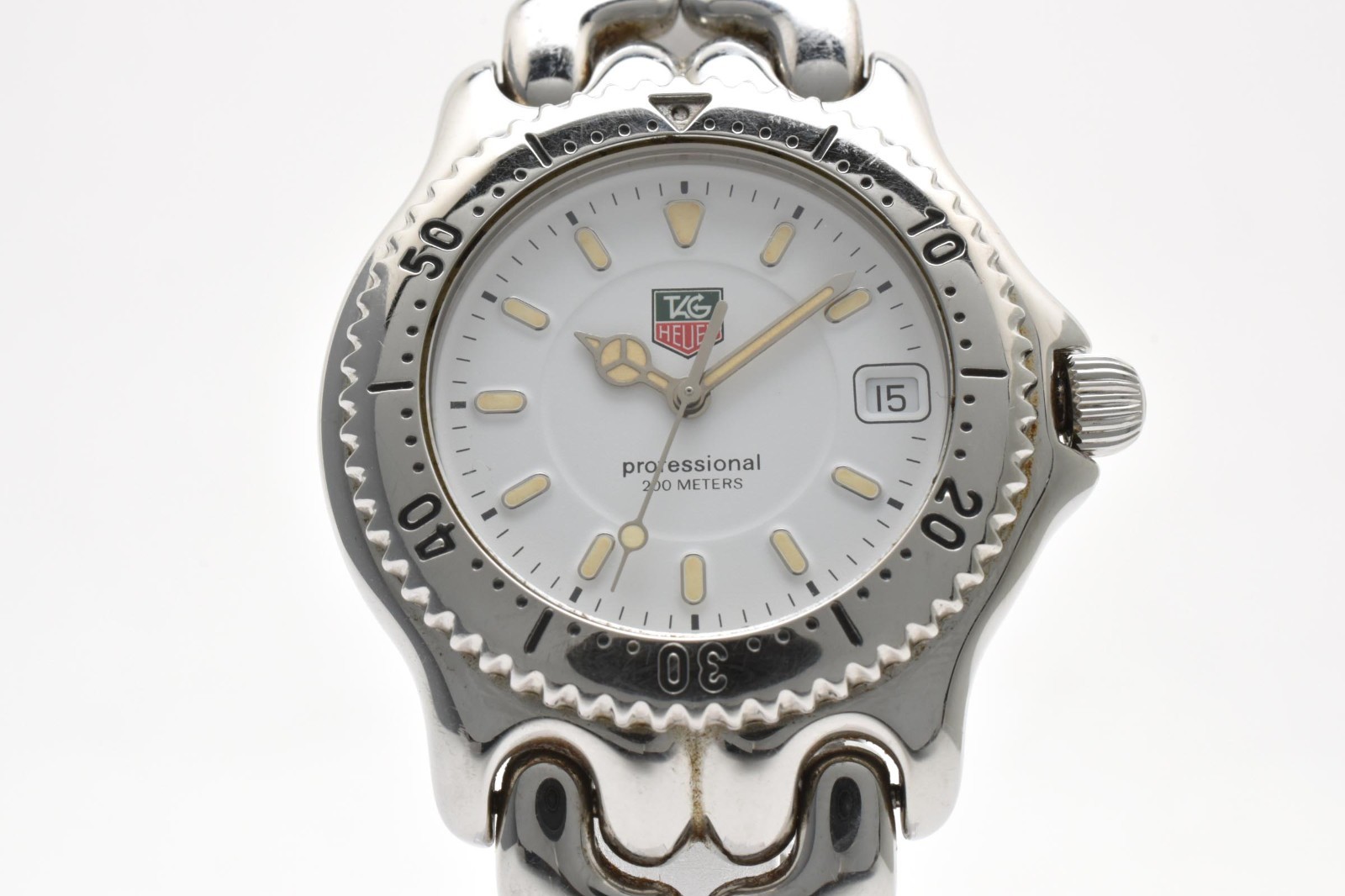 [Near Mint] TAG HEUER S/el WG1110-0 White Dial Date 38mm 200M Quartz Vintage
