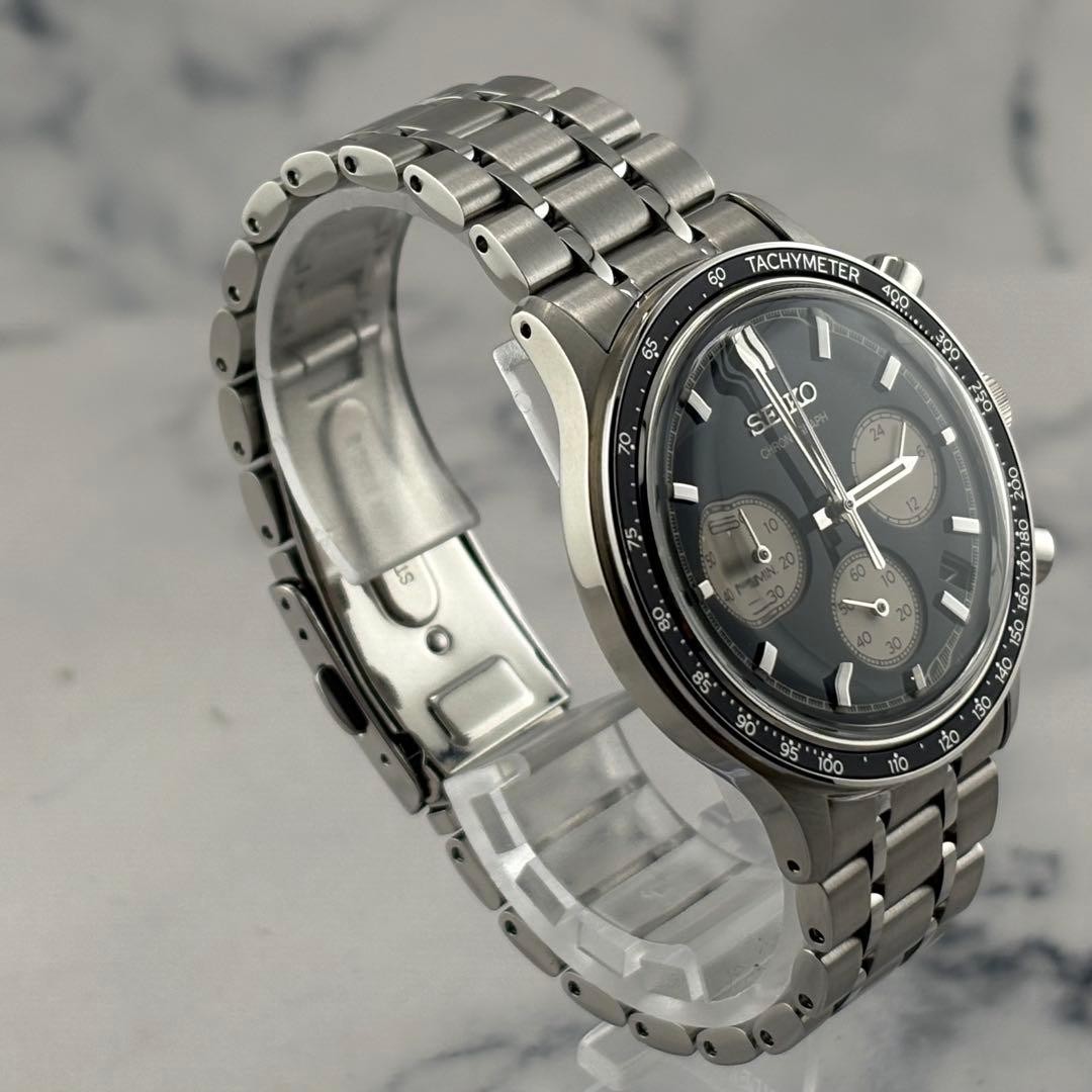 Seiko SBTR055 Black Panda Watch 40mm wrist 19cm Near Mint