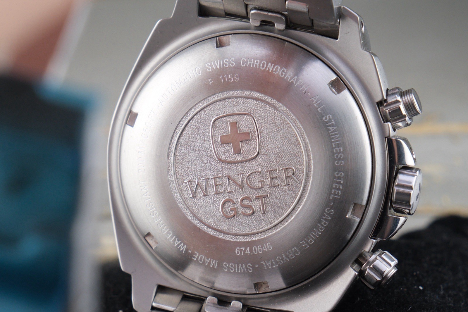 WENGER GST Field Swiss Army CHRONOGRAPH 200m AUTOMATIC Watch MINT Ref 674.0646
