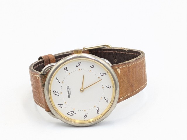 Hermès Arceau Unisex Vintage Quartz Gold/Steel White Dial Watch Authentic