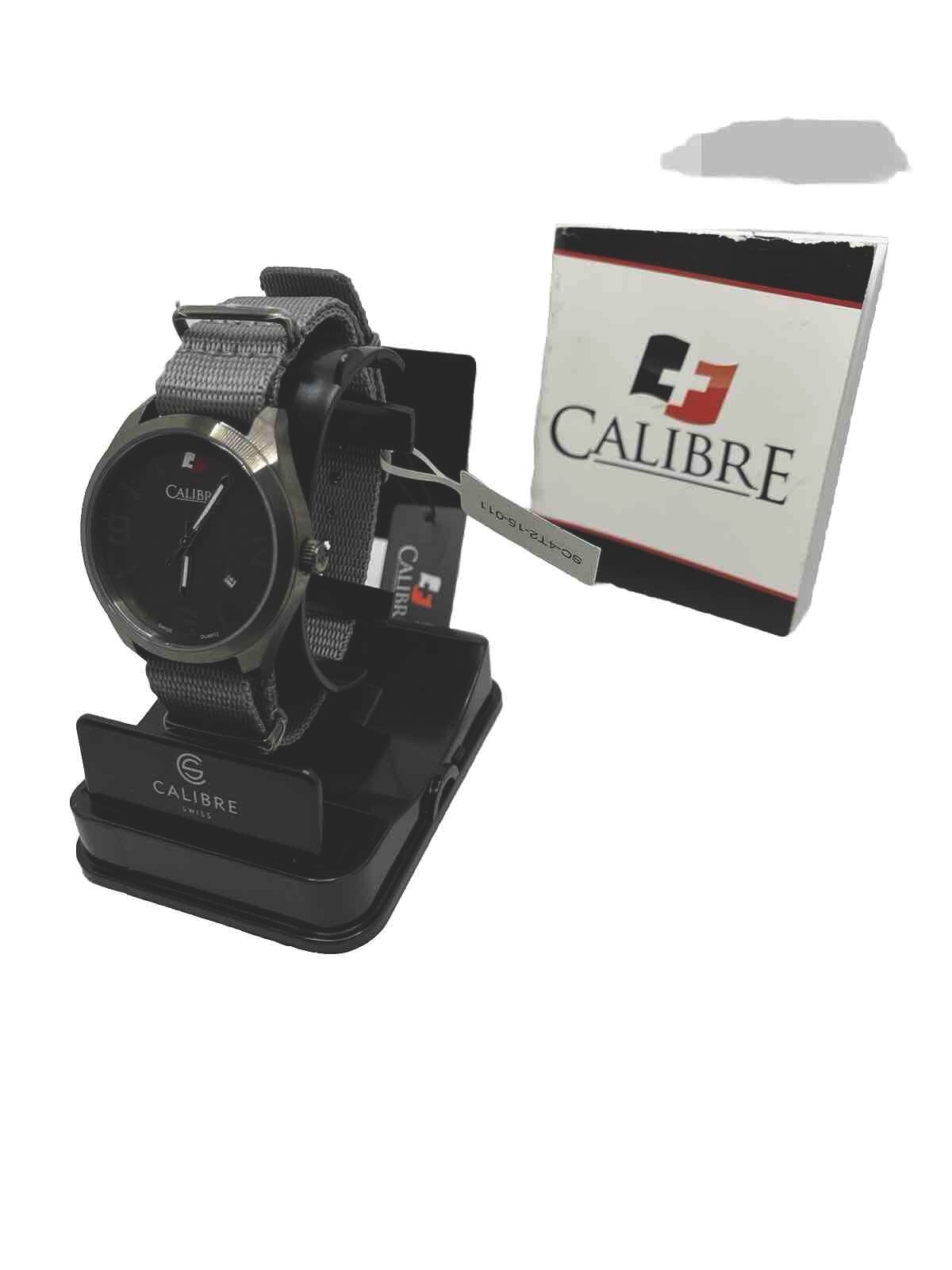 Calibre Men’s SC-4T1-04-001.6T Trooper Steel Khaki Gray Canvas Band Date Watch/