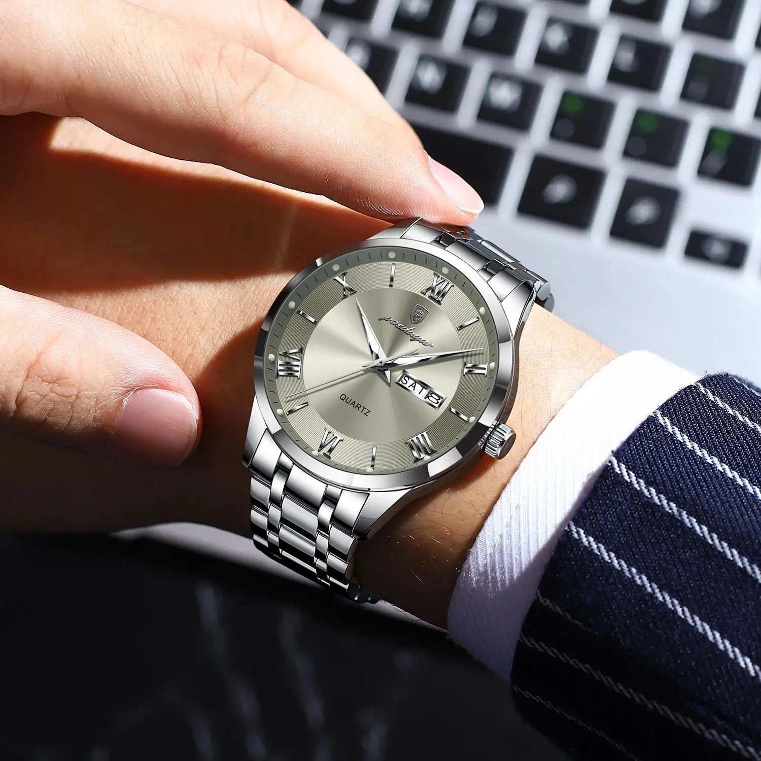 Luxury Fashion Men Waterproof Luminous Week Date Sports Man