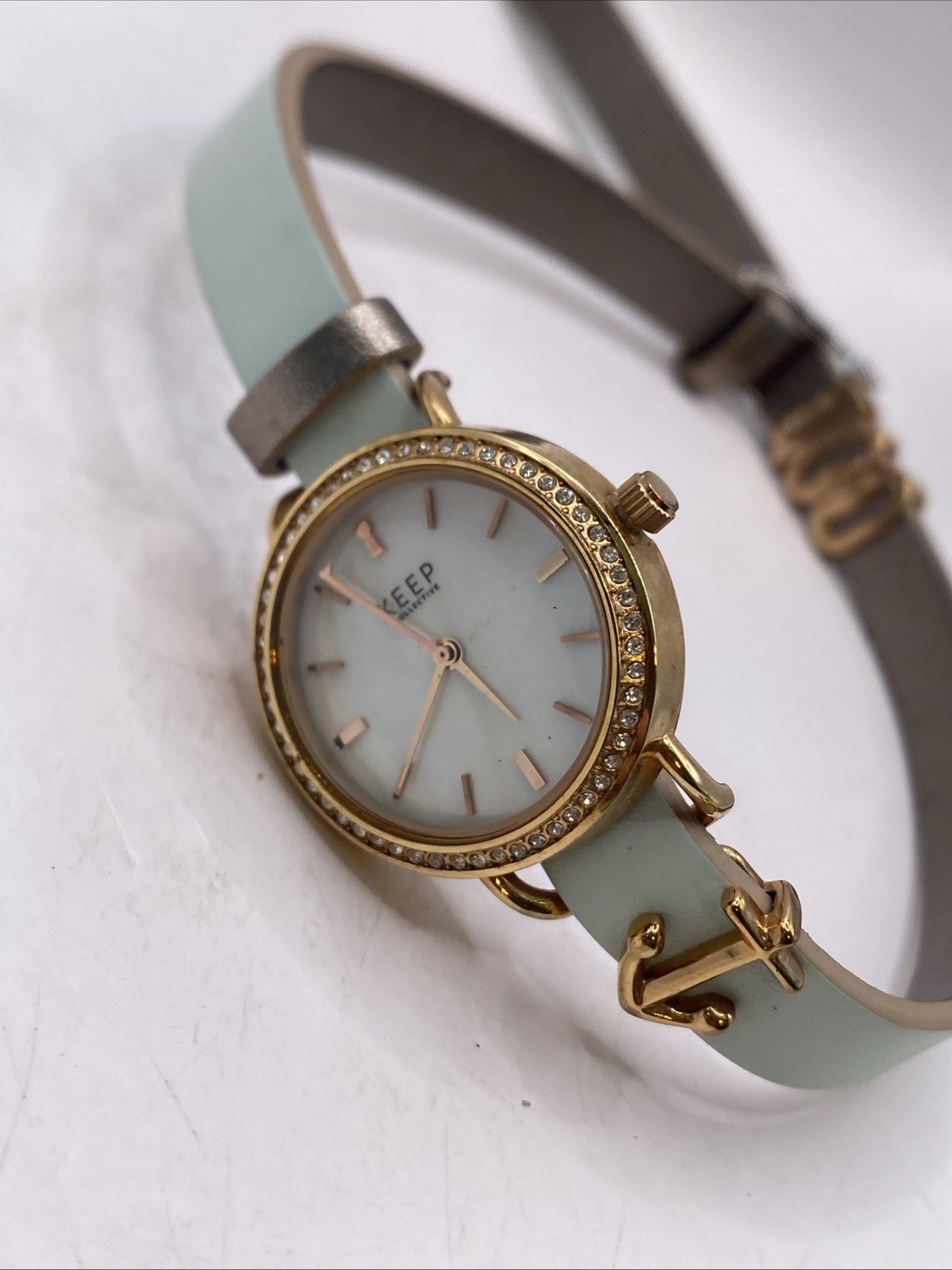 Keep Collective Womens Mop Dial Rose Gold Quartz Wrap Watch New Battery