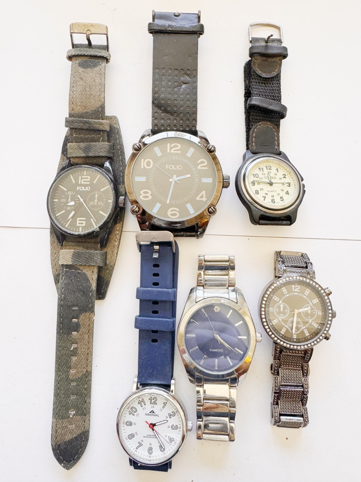 Lot of 6 Mens Watches Folio Field Ranger Nbonal Quartz Untested As Is⁠