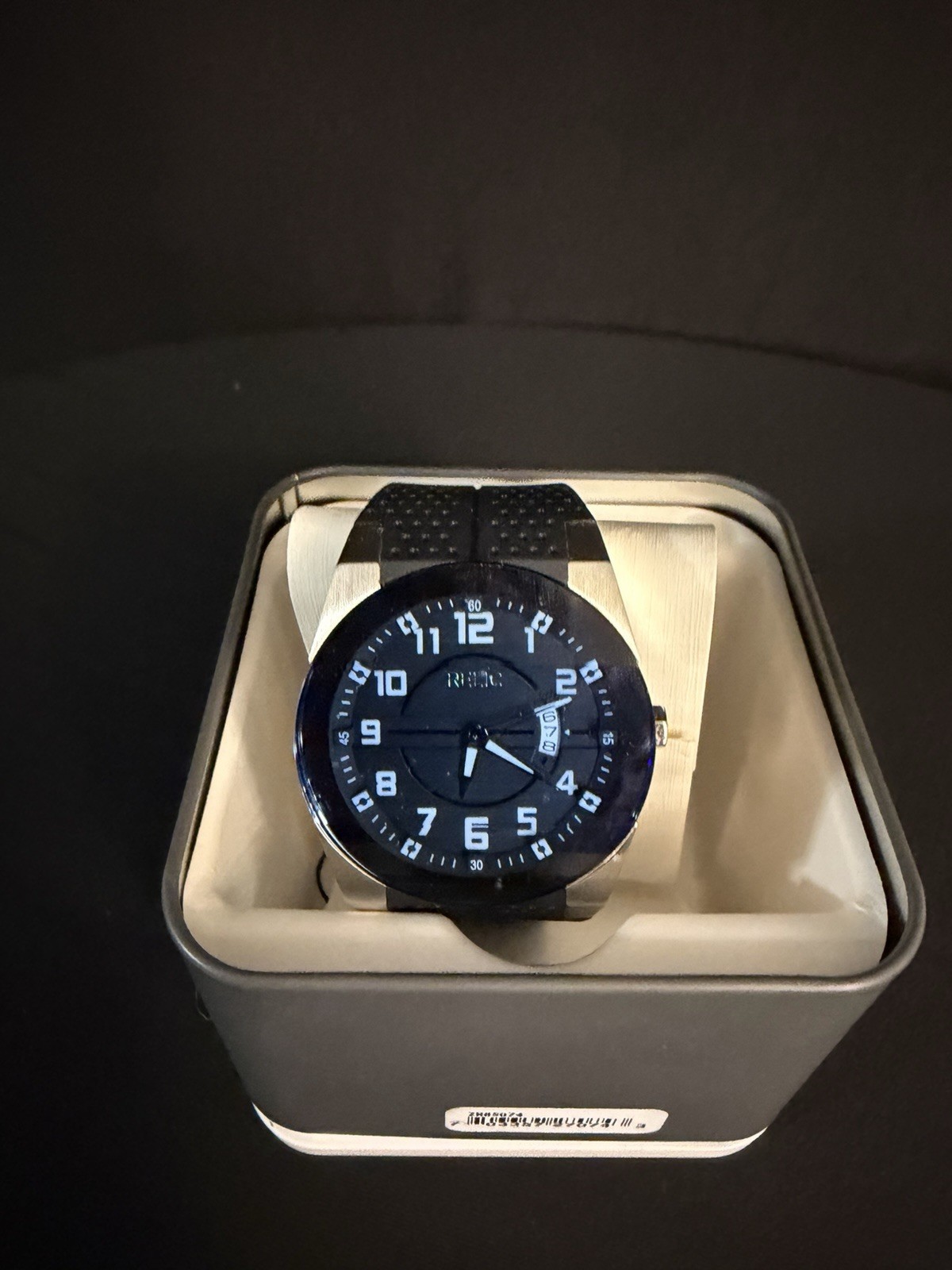 Relic Men’s Quartz Watch 43mm Black Dial Arabic Numerals Date Rubber Band