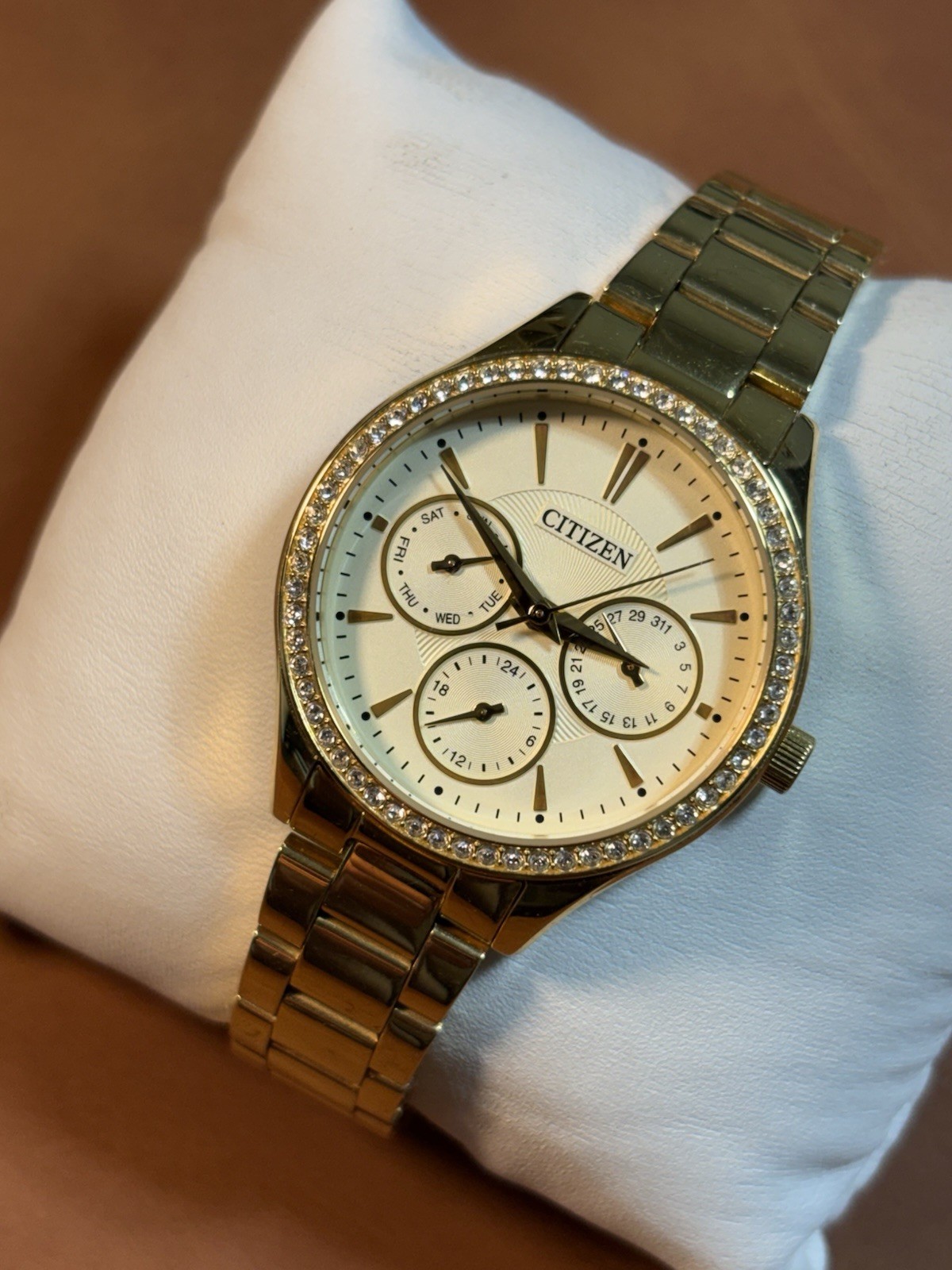 Citizen Ladies Dress Watch Multifunction Dial Gold Tone 36mm Women,5.5”