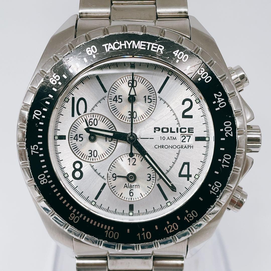 Police Chronograph Silver Vintage Retro Men’s Quartz Watch Japan 07692