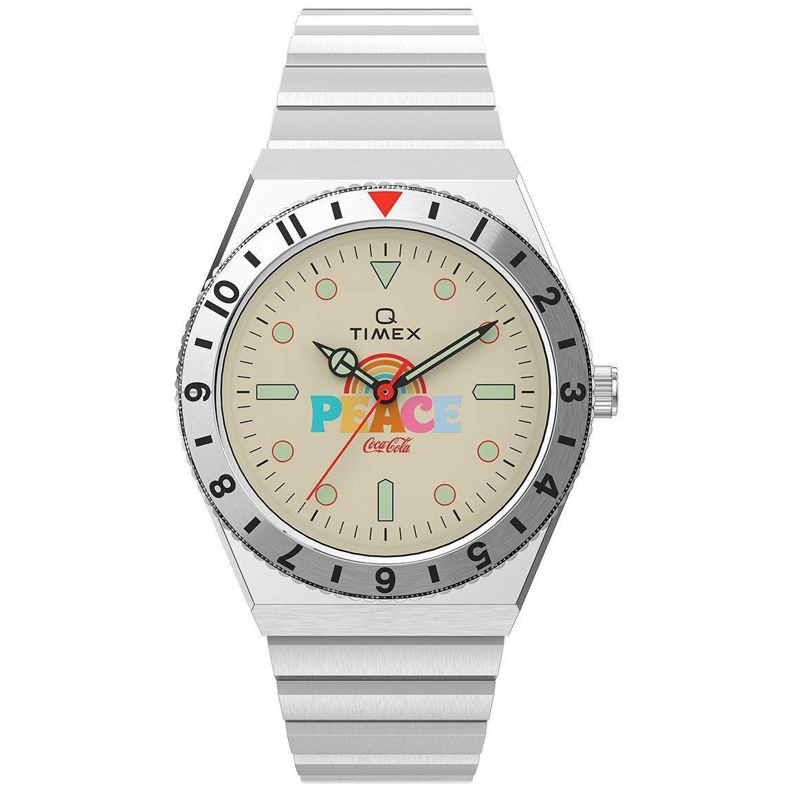 Vintage TIMEX LAB ARCHIVE 1971 TW2V25800 Coca Cola Steel Beige Watch