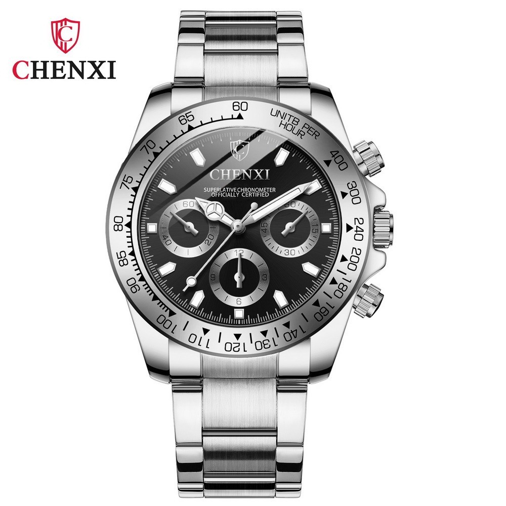 CHENXI Men’s Fake Decoration Dial Gold Steel Business Luminous Quartz Watch Gift