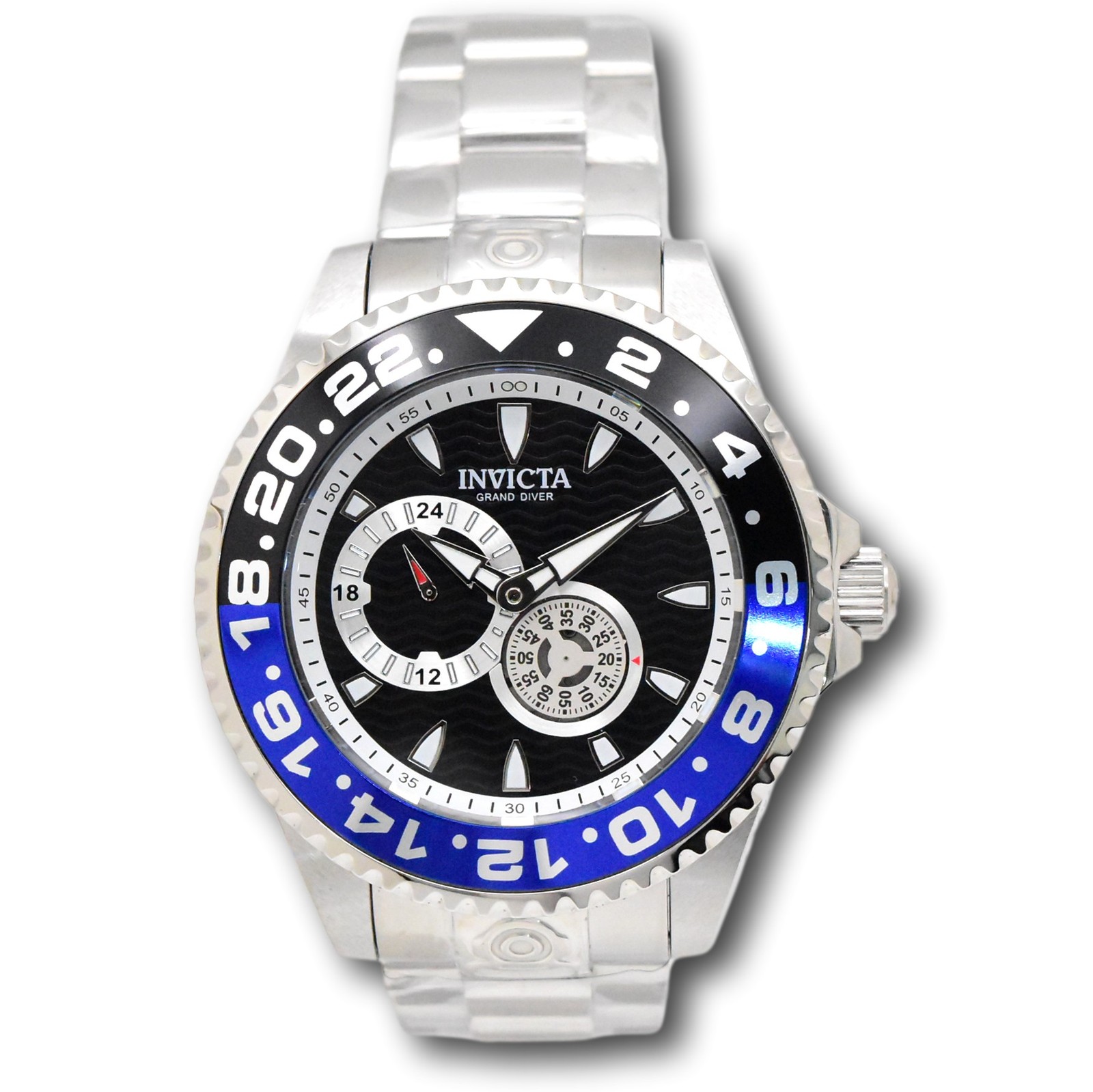 Invicta Grand Diver GMT Men’s 47mm Automatic Blue and Black SS Watch 47300