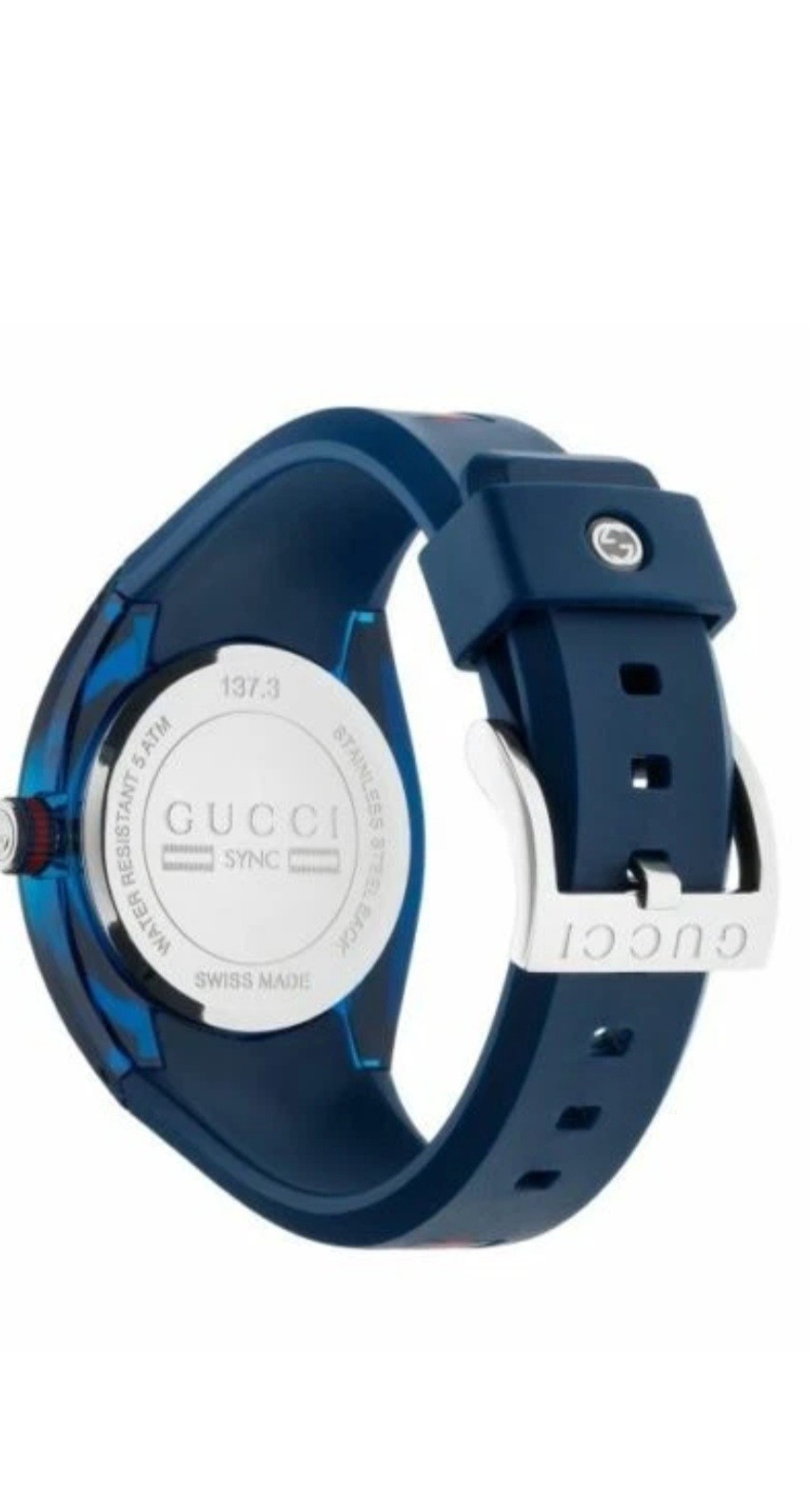 Gucci YA137104 Sync Blue Dial Silicone Strap Men’s Watch – Blue