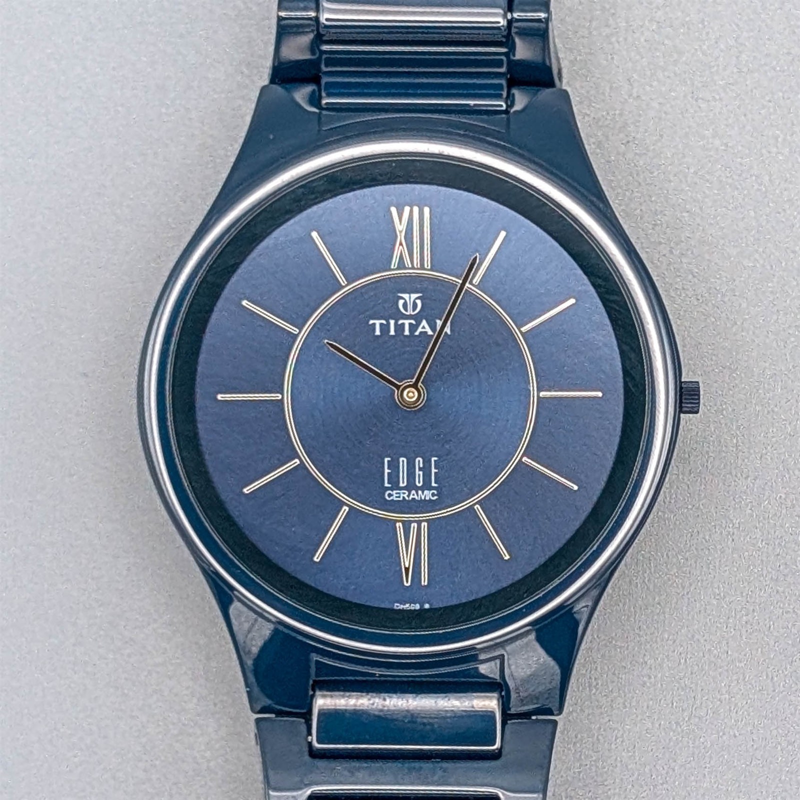 Men’s ultrathin Titan EDGE ceramic minimalist watch – blue, sapphire crystal
