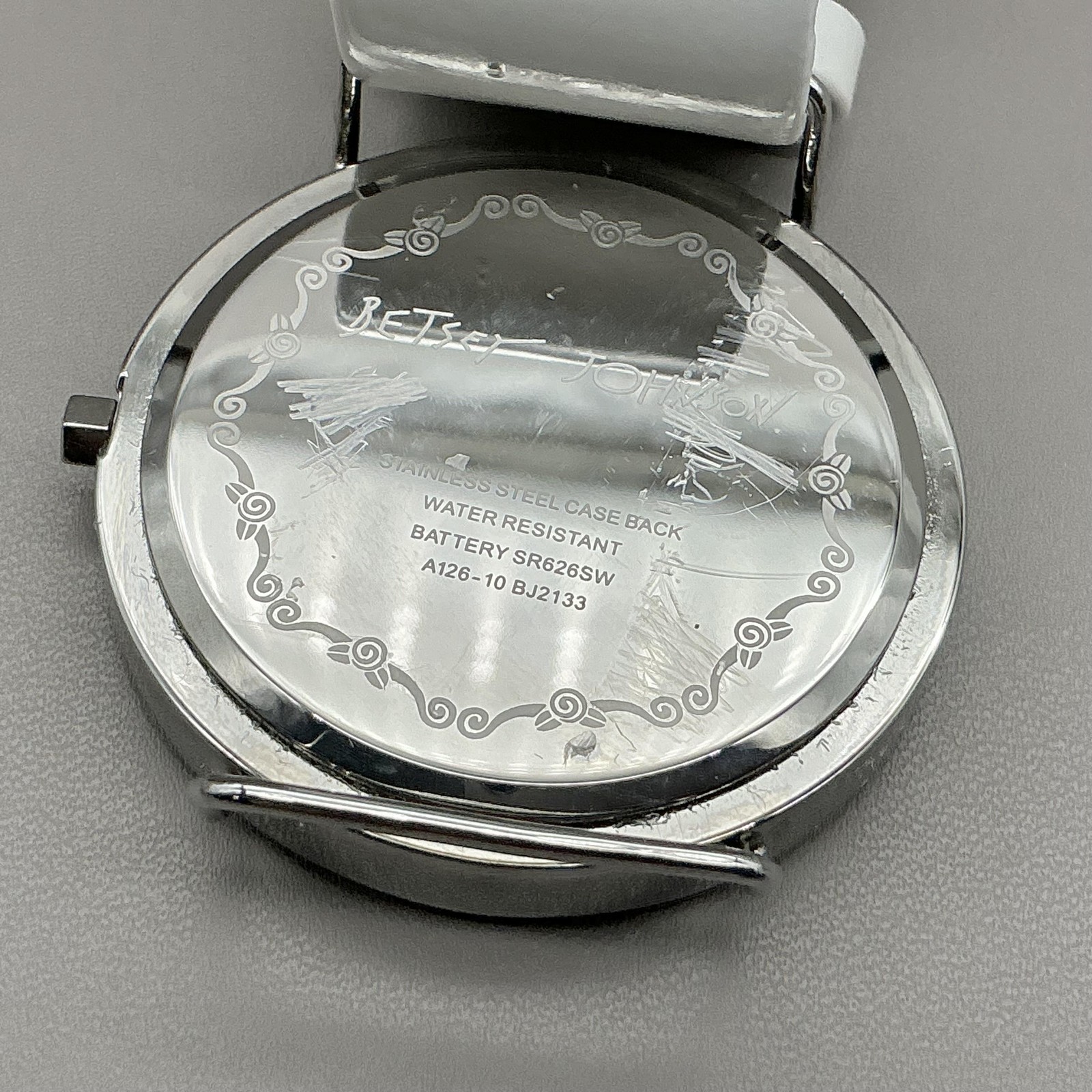 Betsey Johnson Womens Watch White Dial Crystal Bezel 4 Straps Quartz Analog