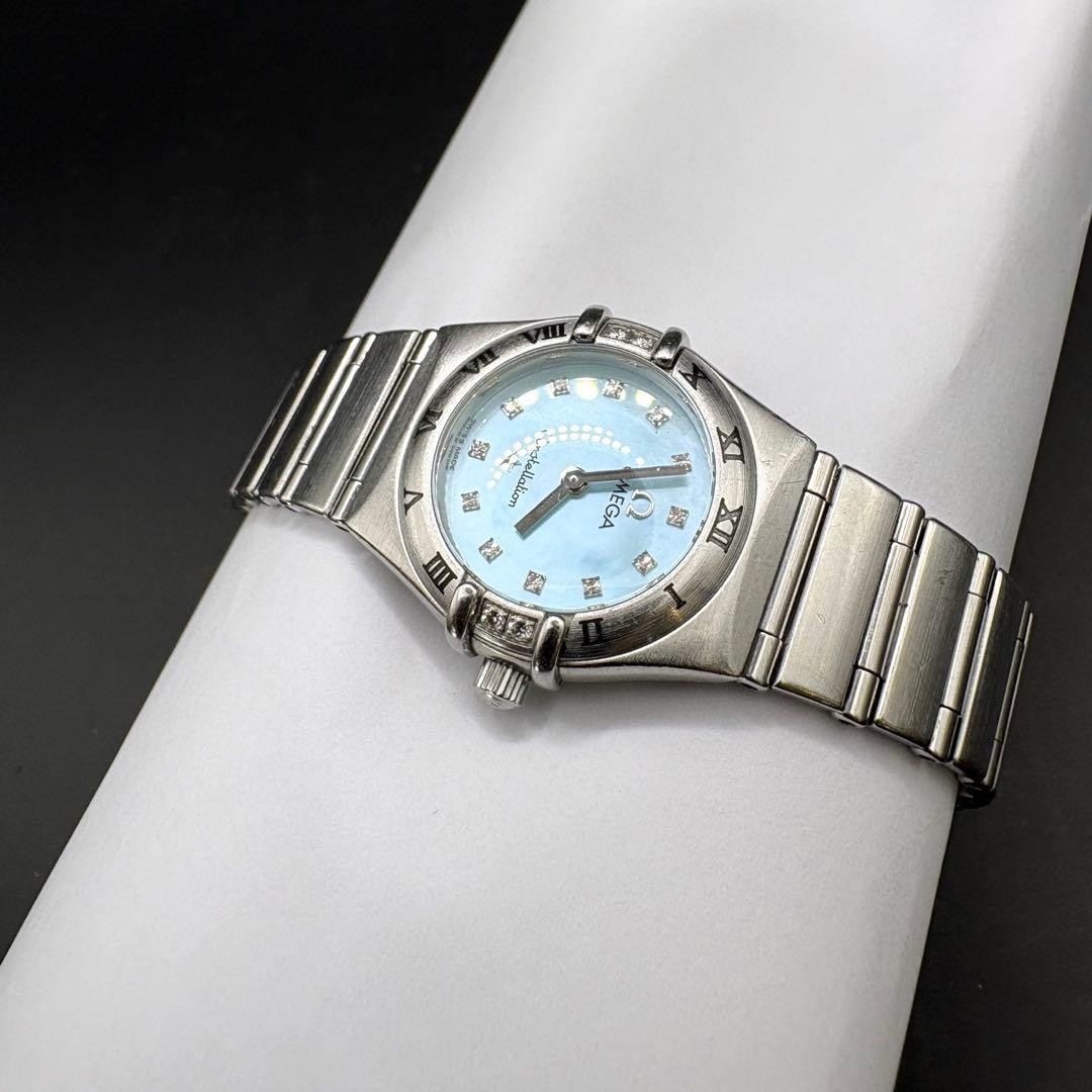 Omega Constellation Quartz Watch 1566.76 Blue Shell Dial Diamond