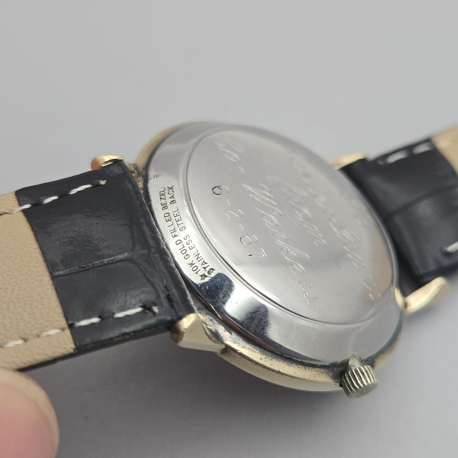 Vintage Wittnauer men’s automatic watch 10K GF DATE Art Number Dial 1960s