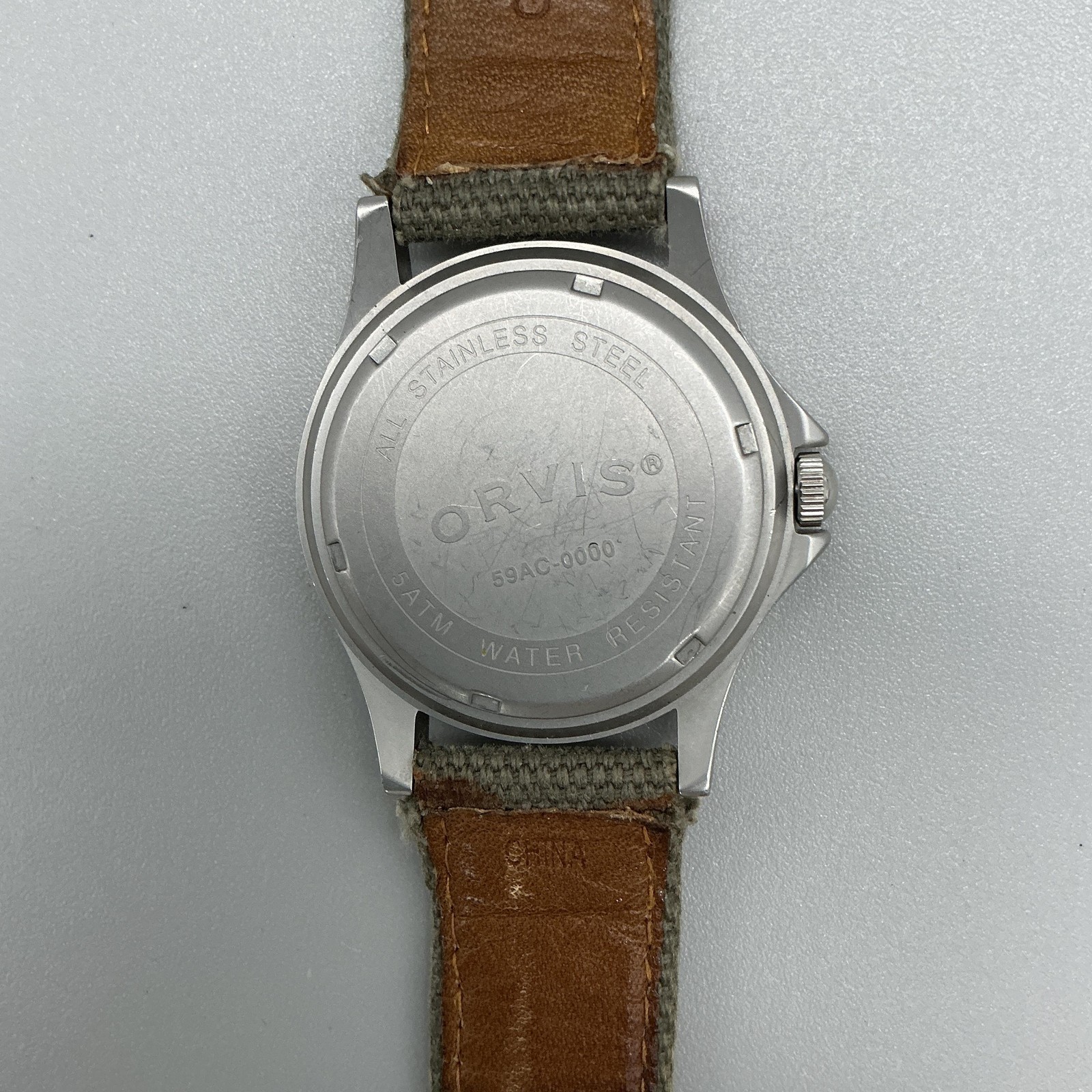Orvis Mens Watch 38mm Black Dial Military Field Day Date Canvas New Battery