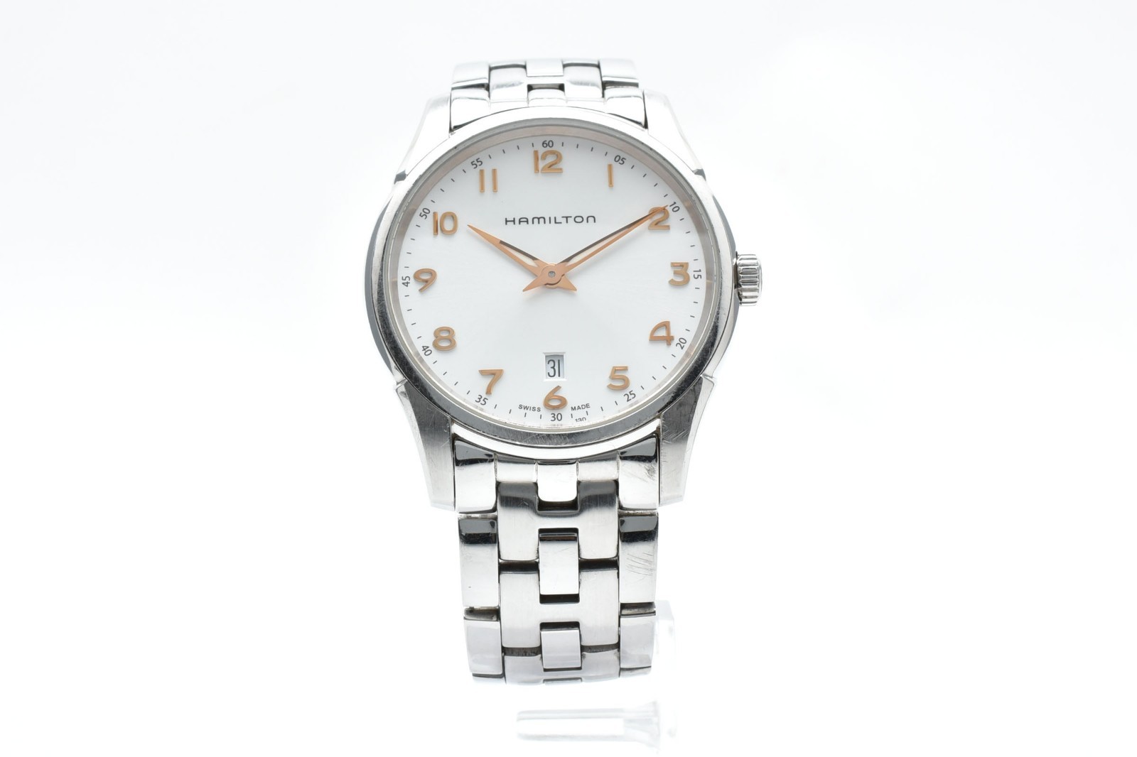 HAMILTON Jazzmaster H385111 42mm White Dial Quartz Men’s Vintage Watch w/Paper