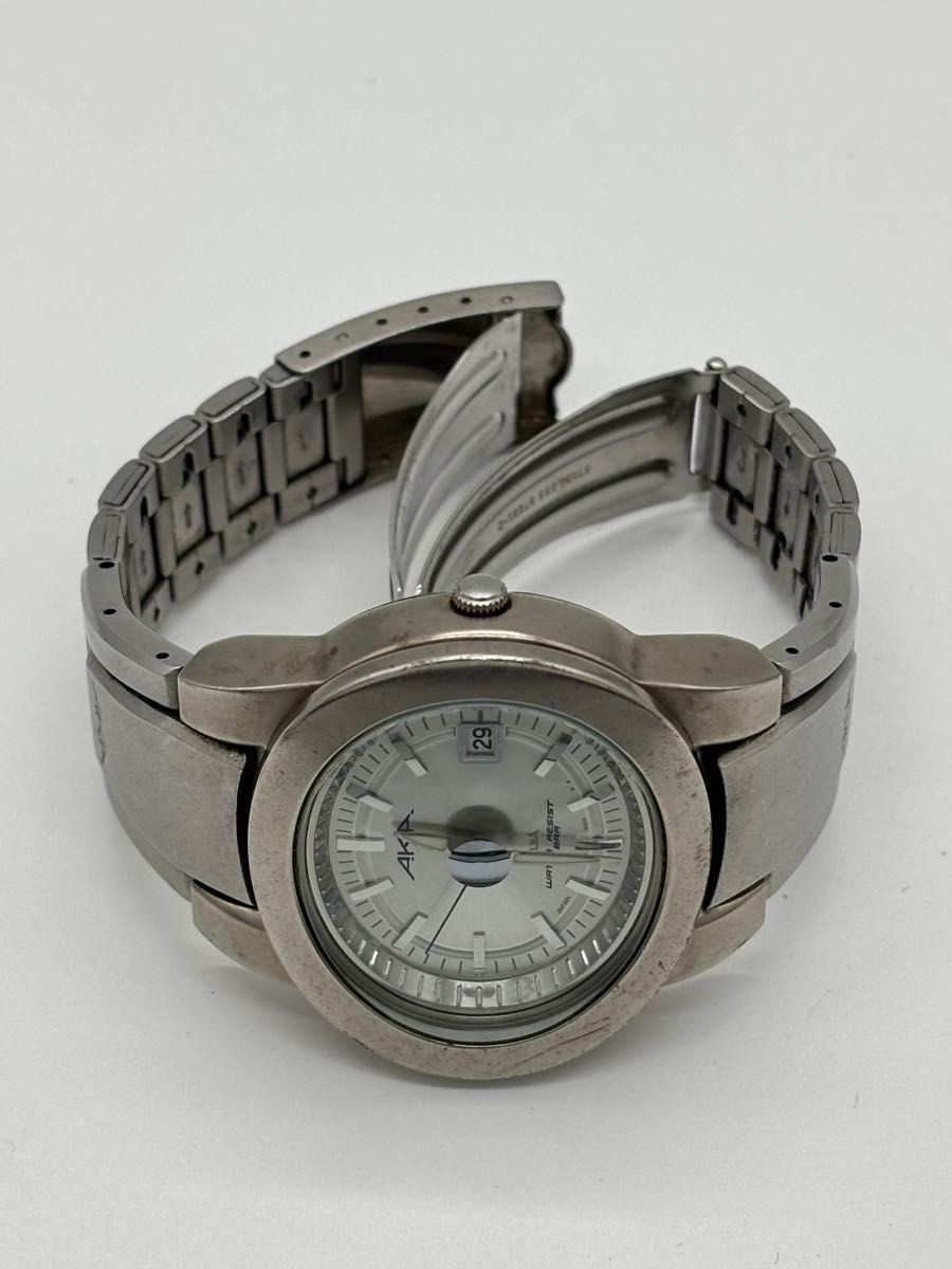 SEIKO Alba AKA V742-5A50 Quartz Mens Date Watch Silver Dial Japan