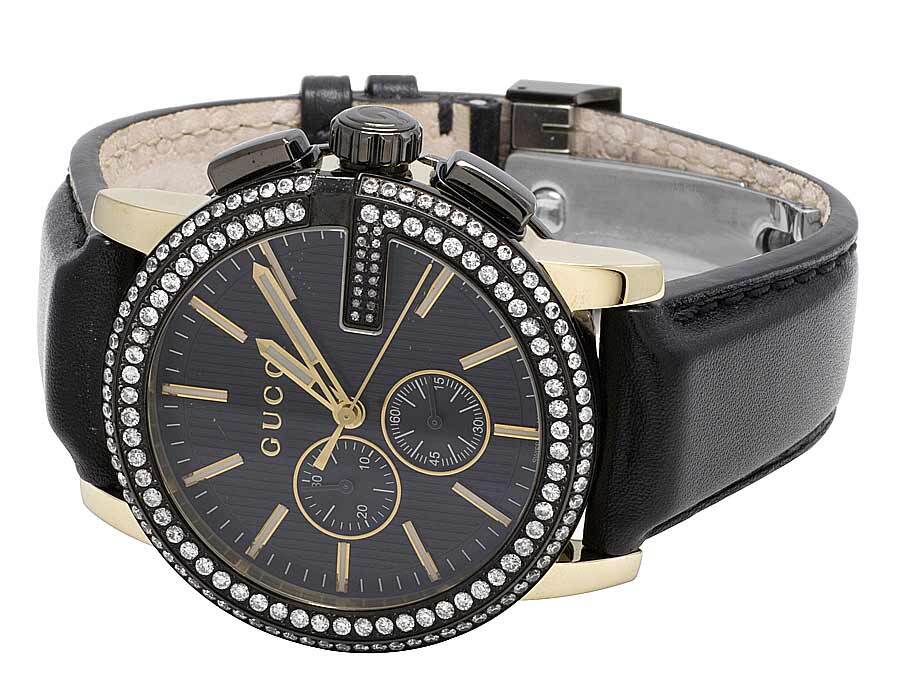 Mens Gucci G-Chrono Gold Black PVD S.Steel 44MM Diamond Watch YA101203 3.0 Ct