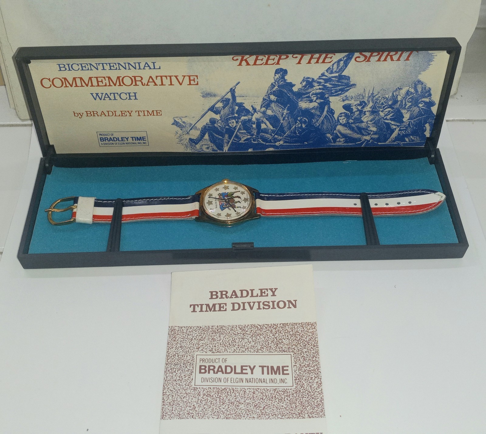 Commenorative Bicentennial Bradley Swiss Watch With Box- Manual Wind Up