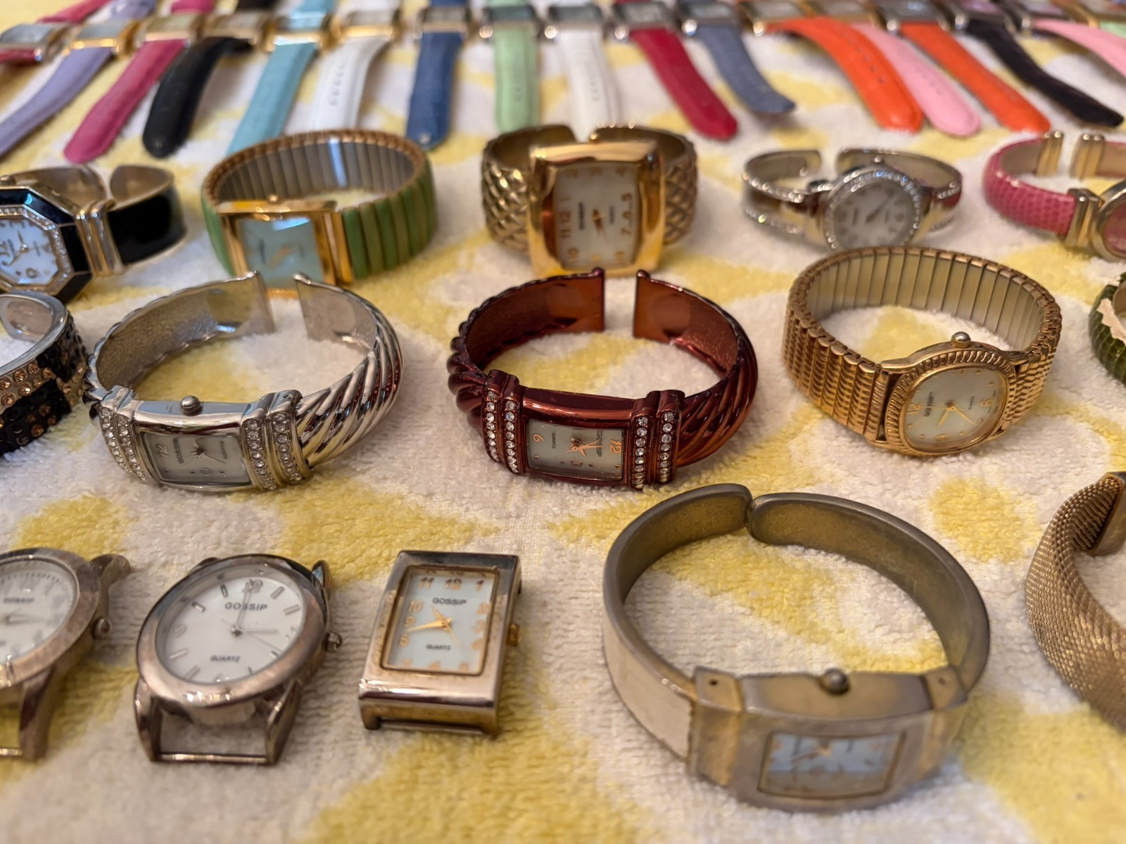 Lot of 45 Gossip Quartz Wristwatches AS-IS and 20+ Watch Bands