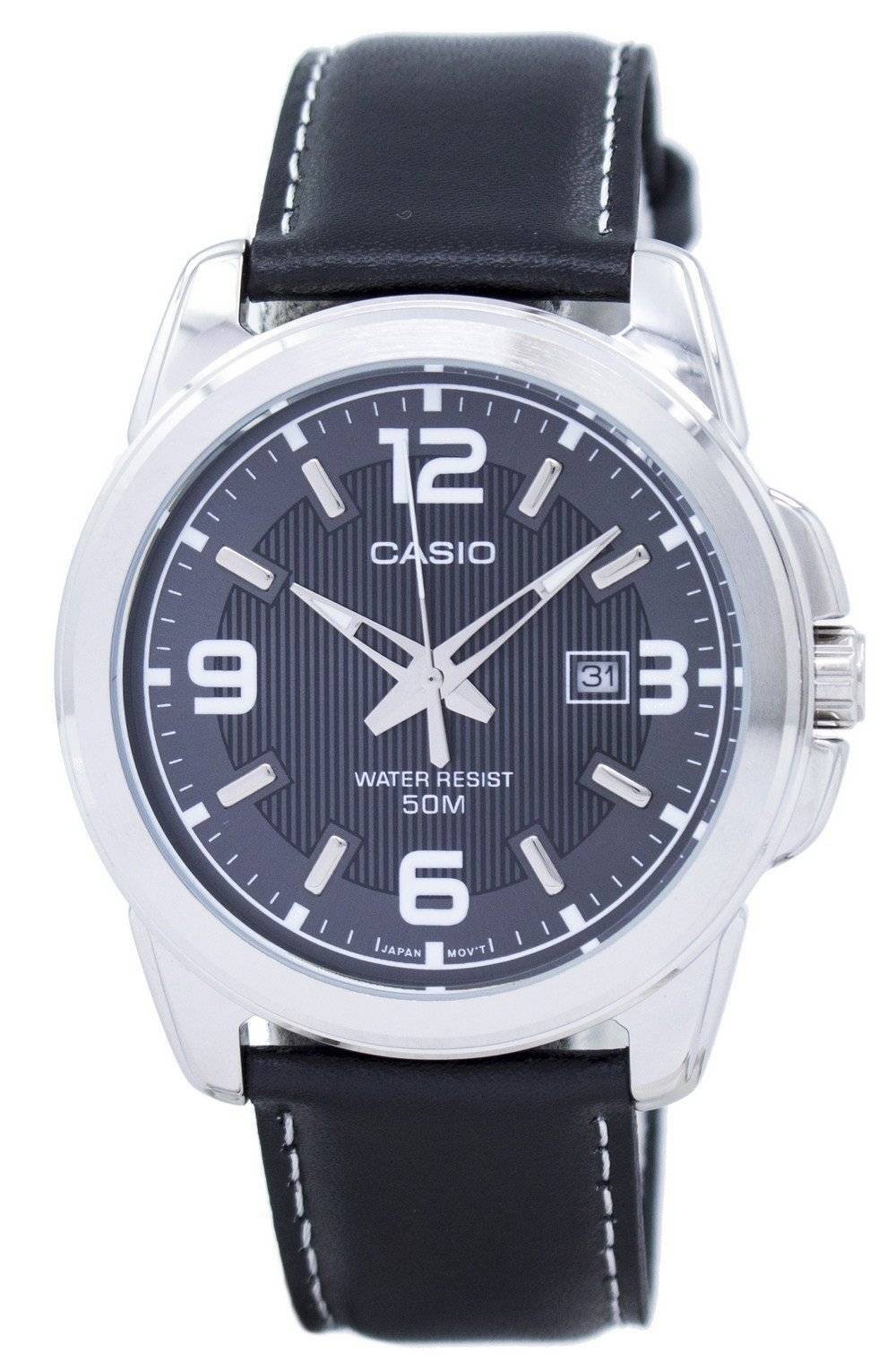 Casio Enticer Analog Genuine Leather Band Analog Date MTP-1314L-8AVDF Mens Watch